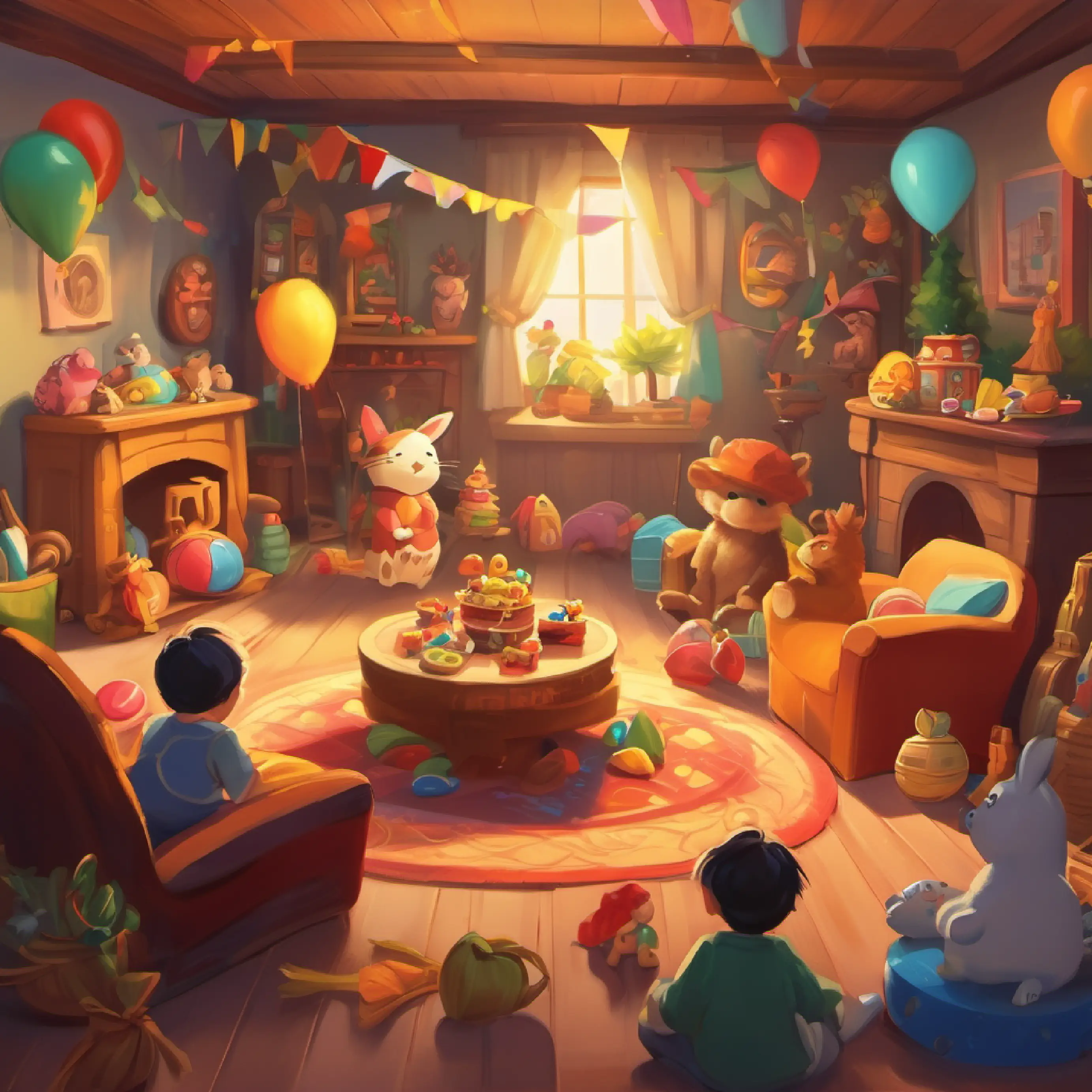 The toys coming to life for the party.