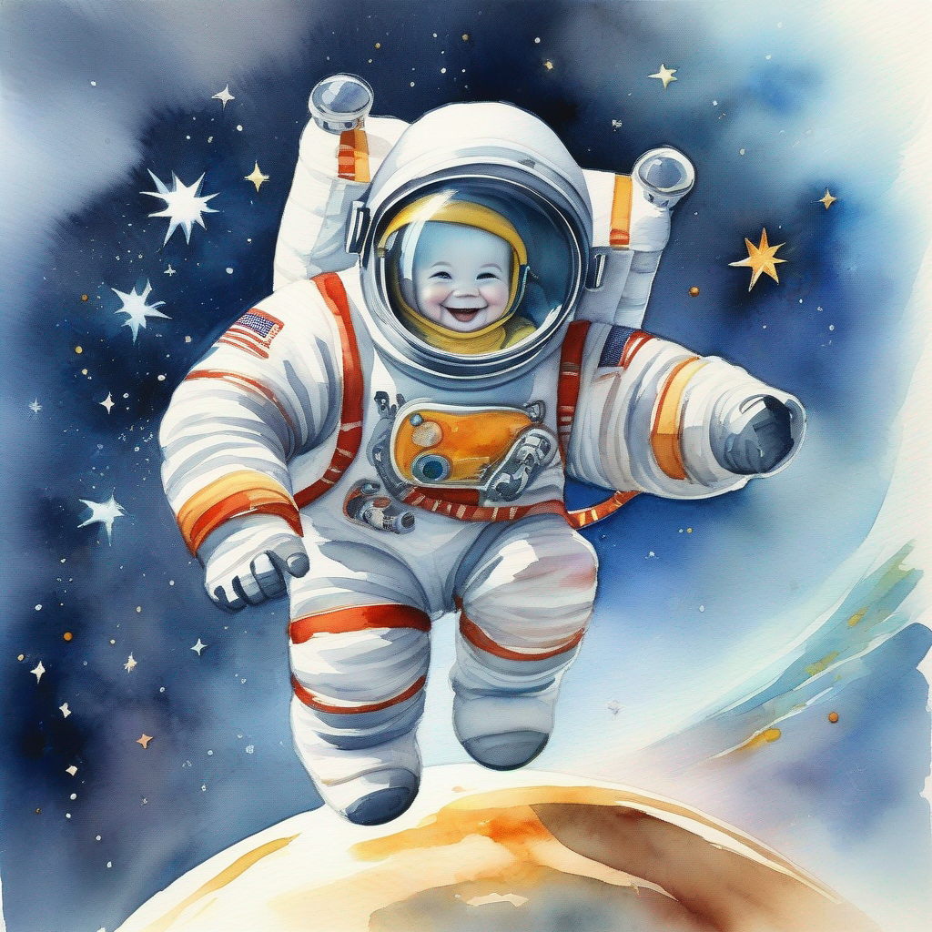 A goal with a big smile, wearing a spacesuit gets chosen to go to space.