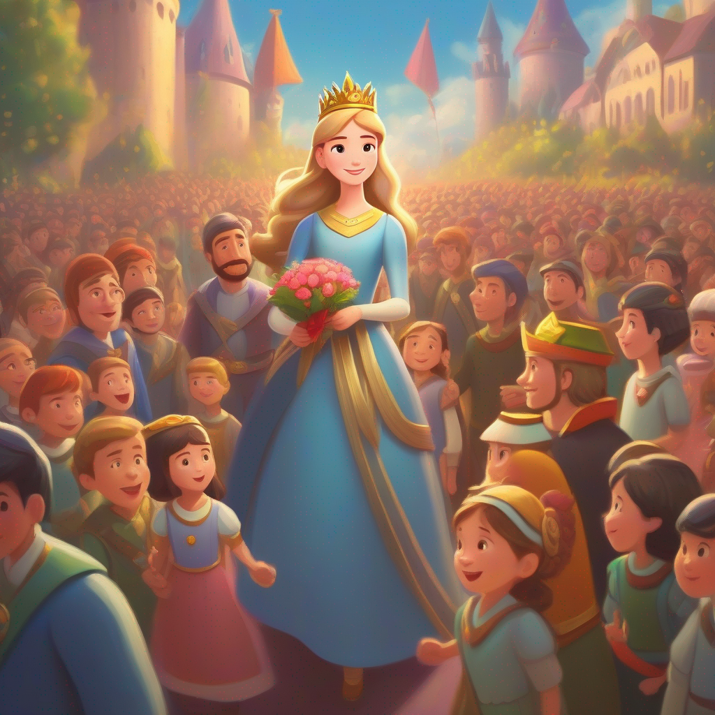 Best Princess leading the kingdom, surrounded by grateful citizens.