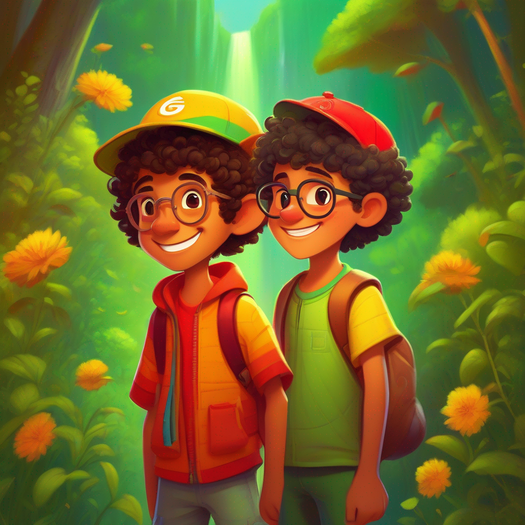 Chotu - Curly-haired with a mischievous grin wearing a red cap., Anand - Tall and thoughtful with glasses and a bright yellow shirt., and Rahul - Short and slightly shabby with a green backpack.'s friendship stands the test of time.