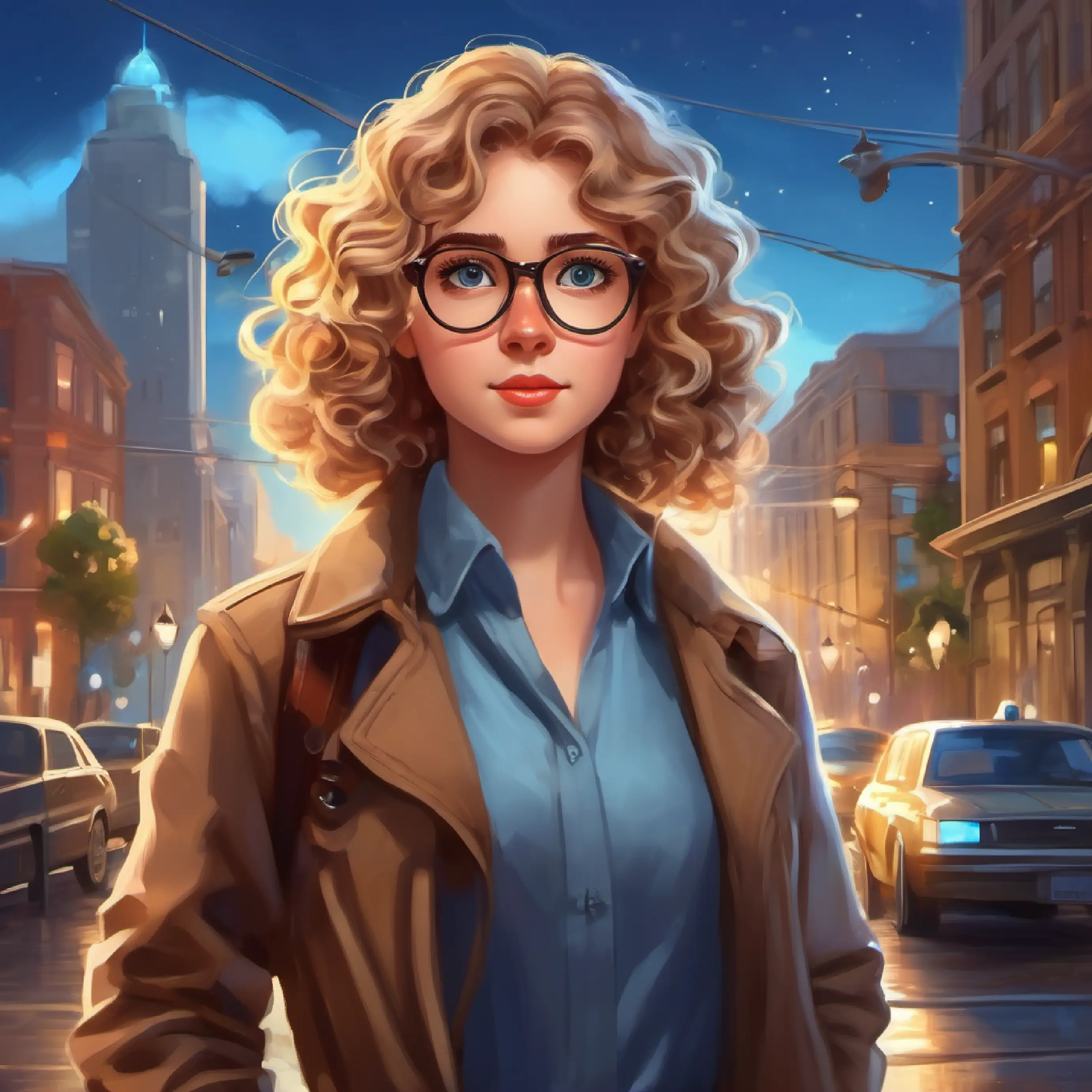 Smart girl with curly brown hair and glasses that sparkle and Clever girl with straight blonde hair and blue eyes like the sky take on detective roles to protect secrets.