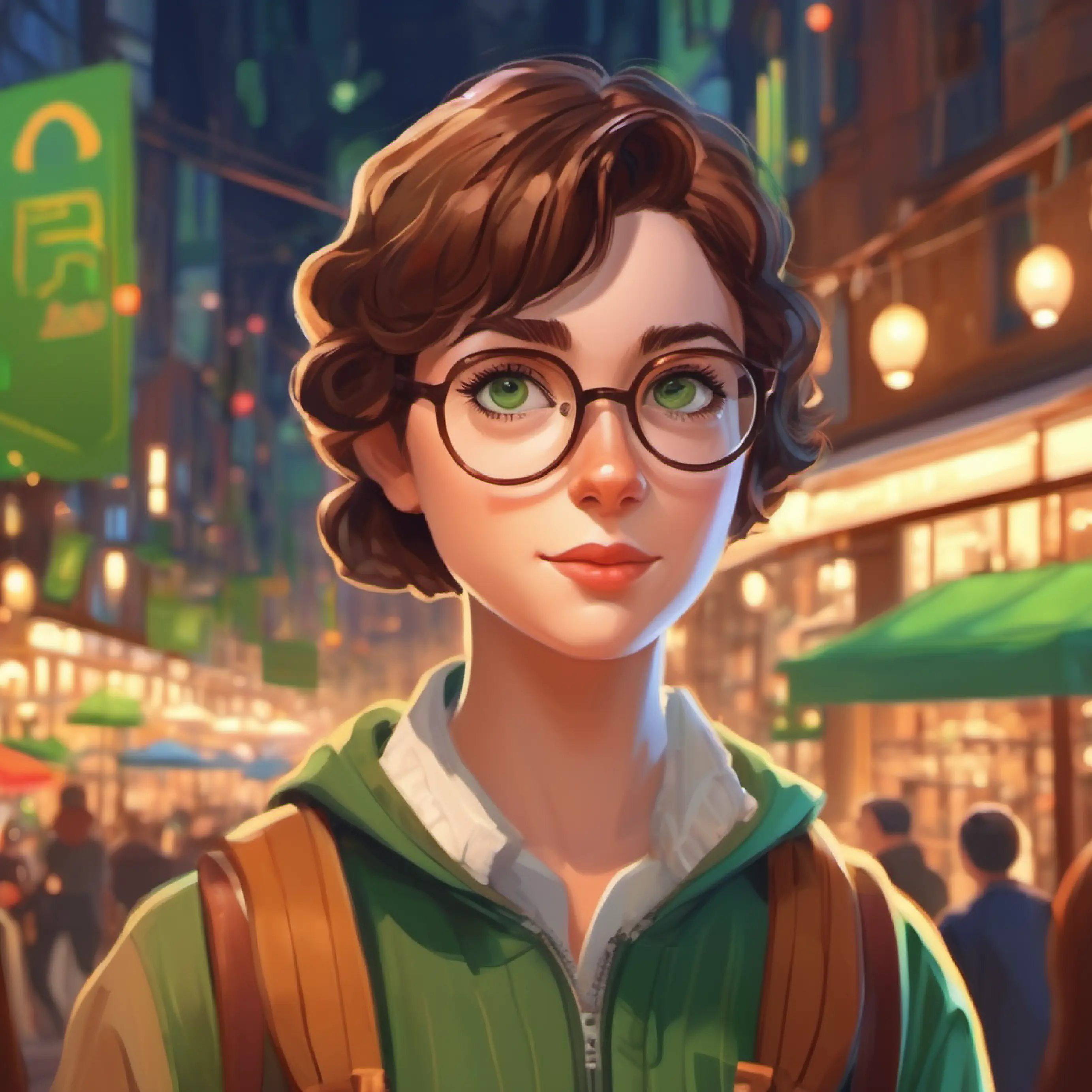 Inquisitive student, wears glasses, short brown hair, green eyes sees the market as an interconnected community