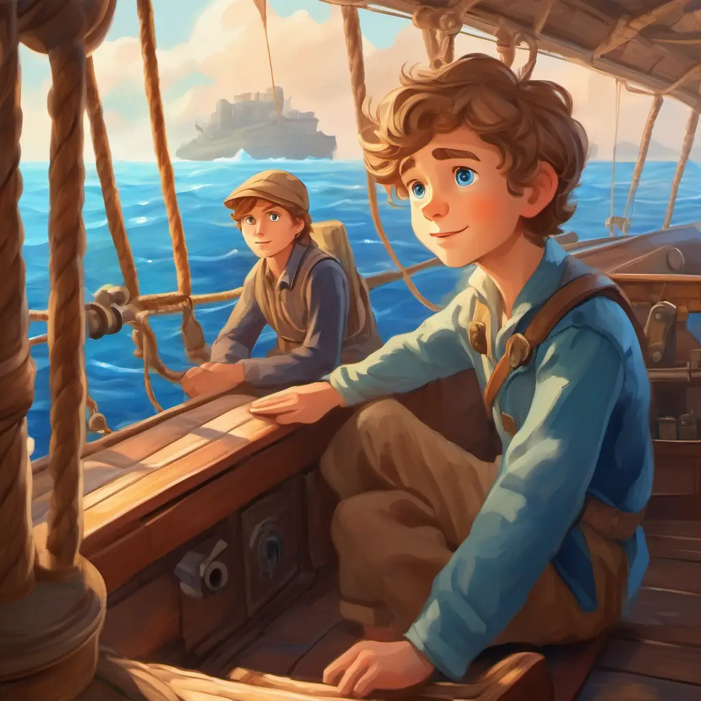 Curious boy with light brown hair, blue eyes's father's decision to embark on a sea voyage for exploration.