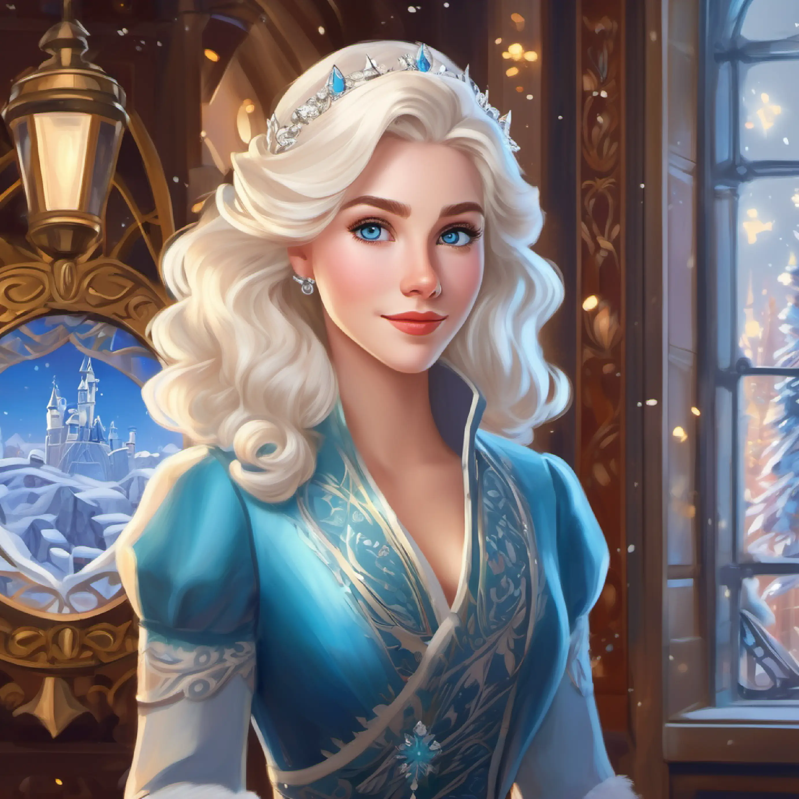 Icy blue eyes, platinum blonde hair, fair complexion, regal attire's return to Arendelle and the impact of her self-discovery on the kingdom.