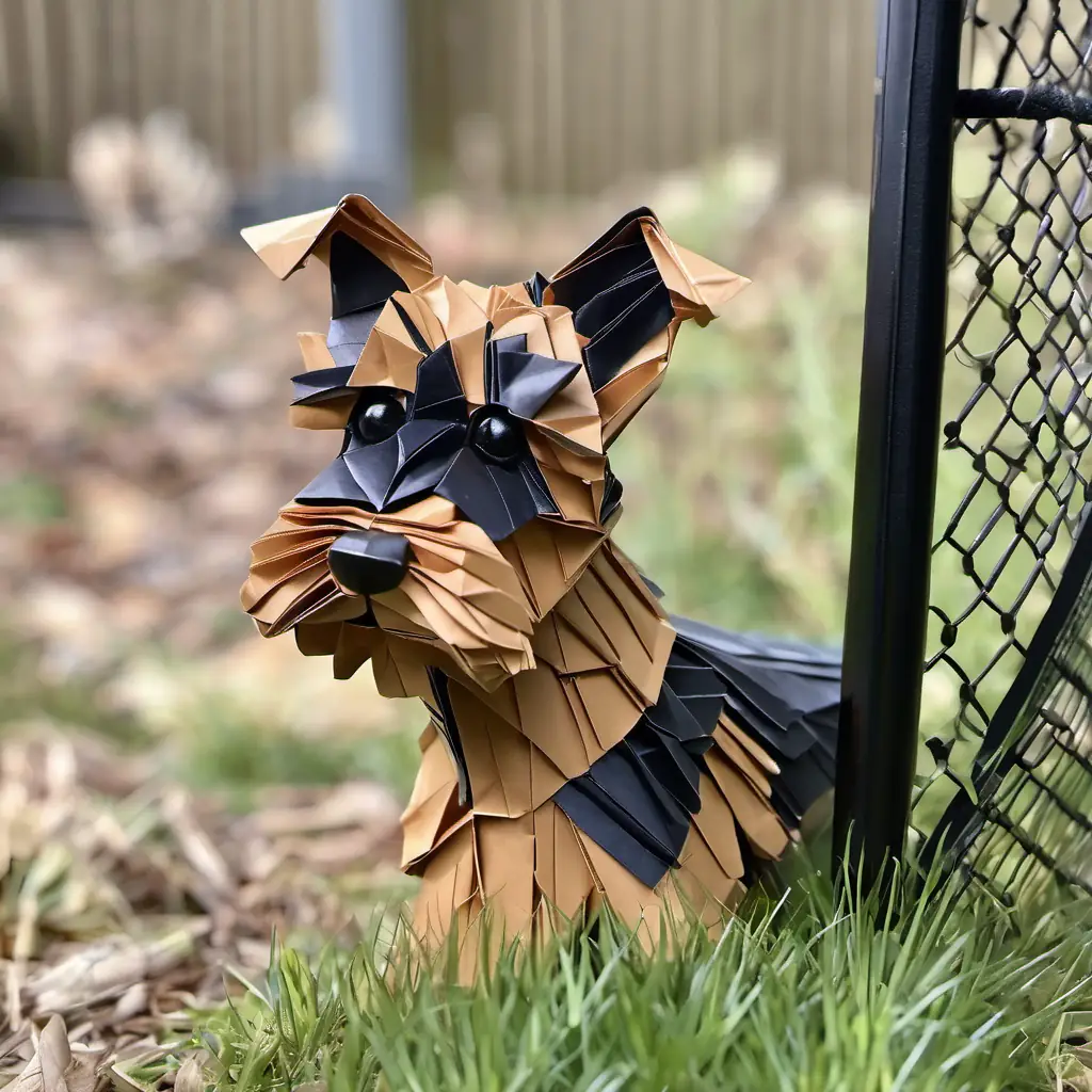 Ina has unearthed the bone, but now she's faced with a fence in her path. She's looking determined but a bit perplexed, trying to figure out how to get to her prized treasure.