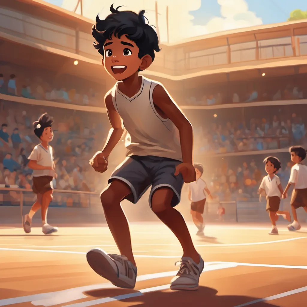 Peter wears the shoes and steps onto the court for the first time, feeling excited and nervous.