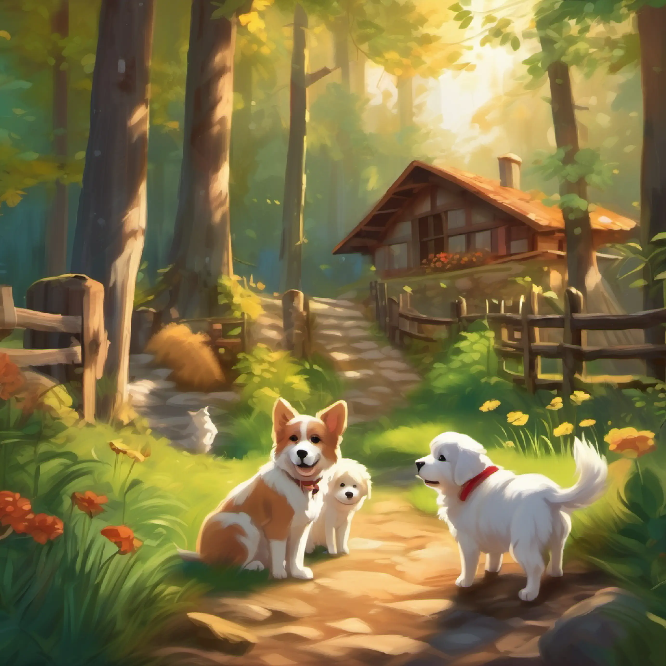 Introduction of the puppies, their names, and where they lived near the woods.