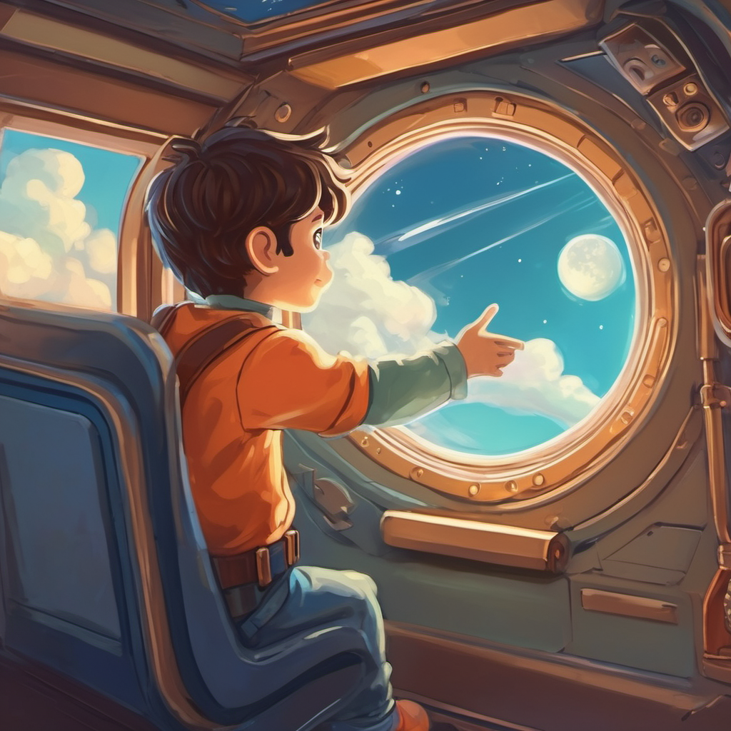 Milo waving from the spaceship's window