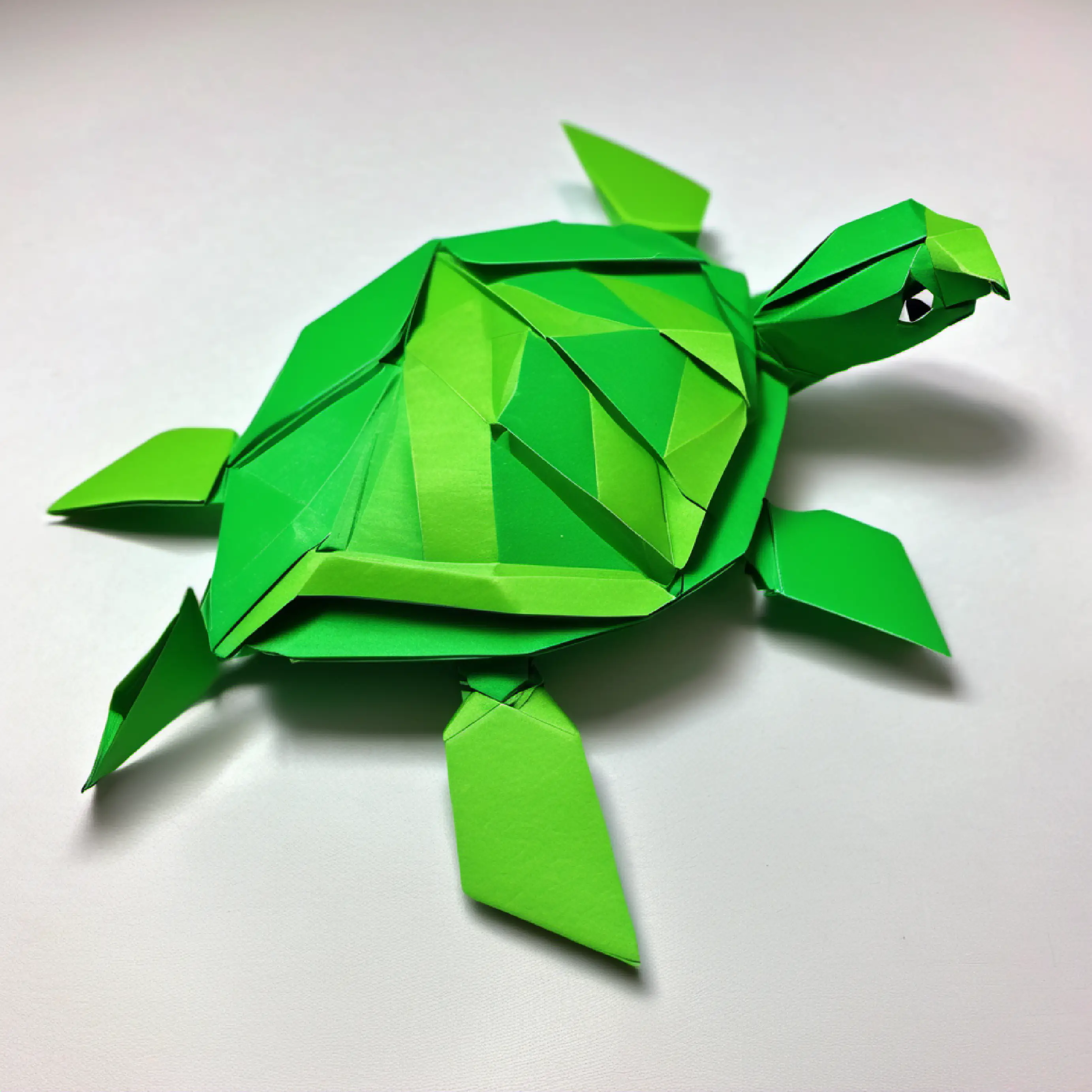 Small, green turtle with bright, friendly eyes thinking about a solution to the problem.