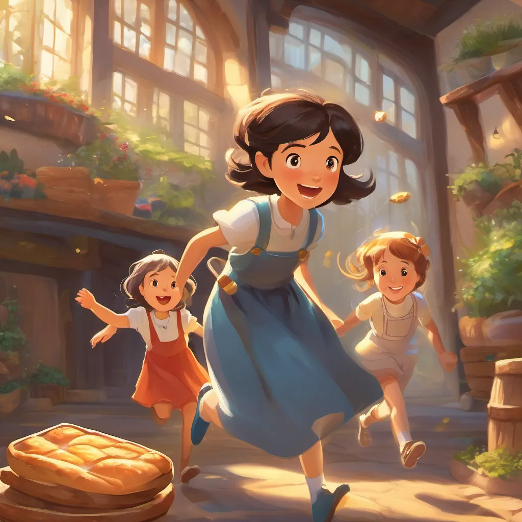 A curious young girl with a twinkle in her eyes, full of whimsy and adventure spirit and young grandmother playing, running, and discovering with time flowing smoothly like butter on warm bread