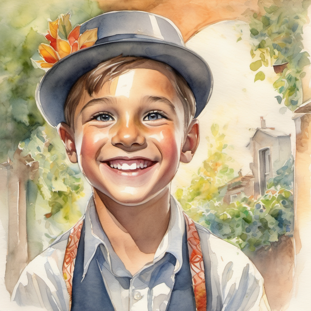 Leo, a young magician with a bright smile, a young magician in a small village
