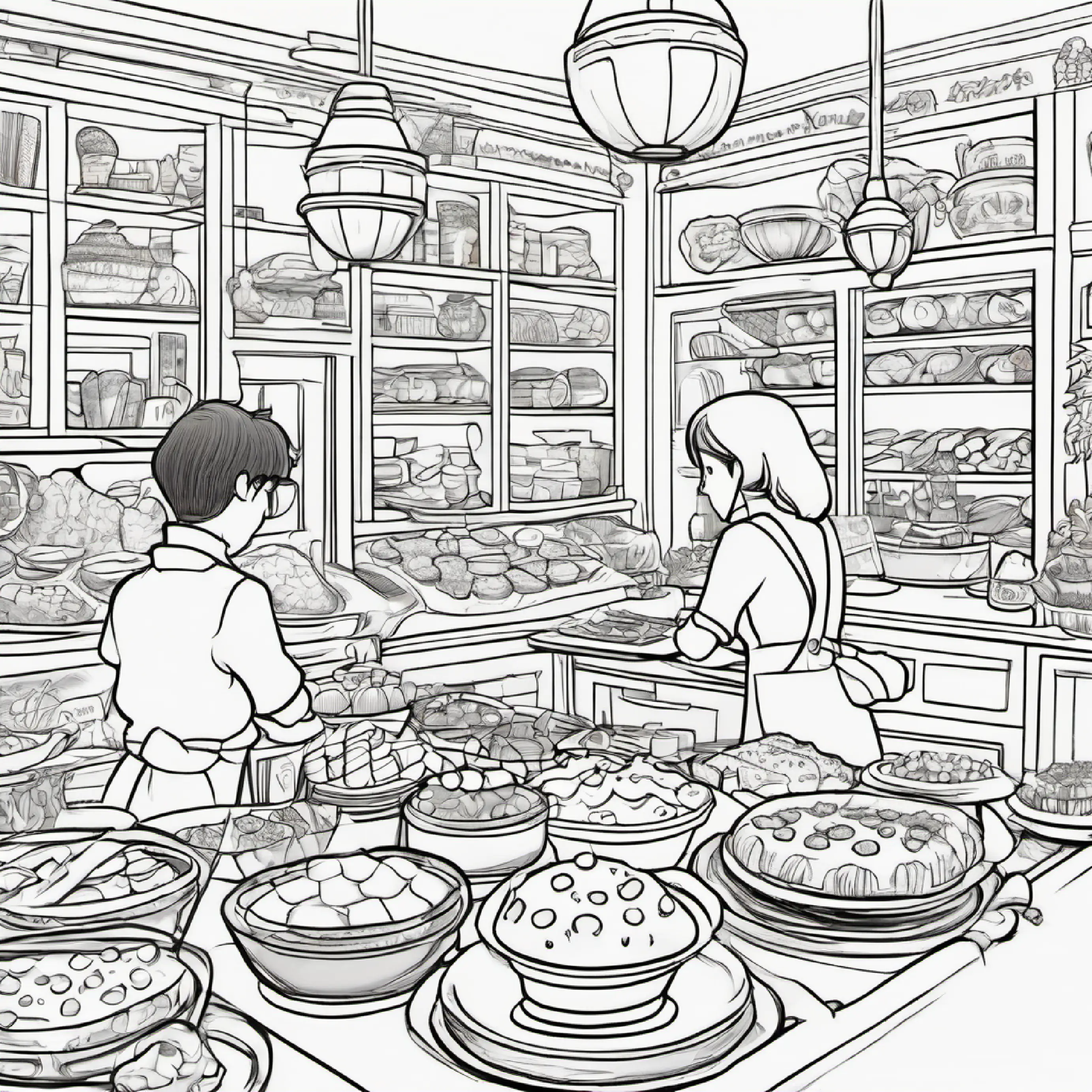 They browse cookbooks to pick the next day's dessert recipe.