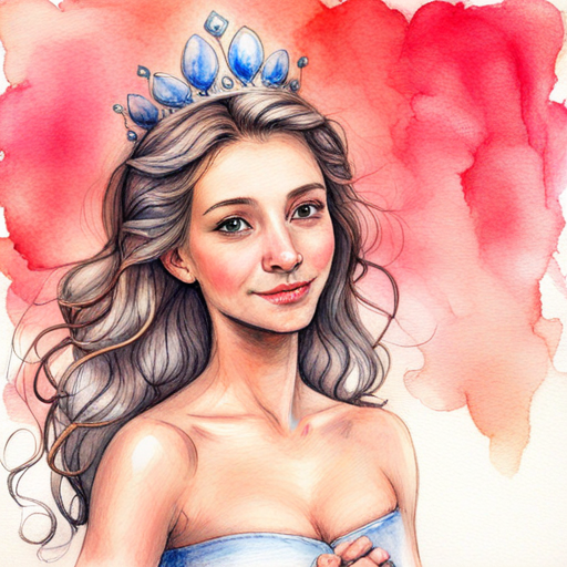 Kind-hearted princess with a sparkling tiara and gentle smile with a big smile and open arms
