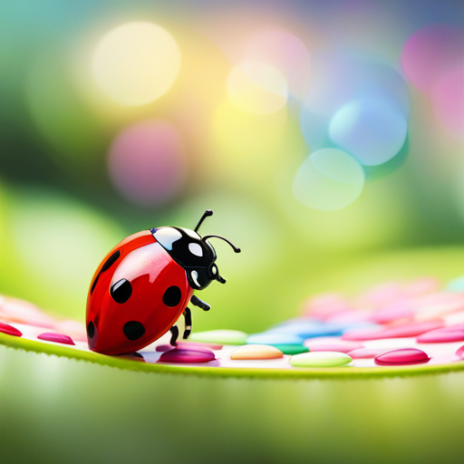 Ladybug looking at her colorful dots