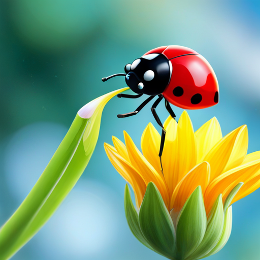 Ladybug talking to Firefly near a beautiful flower