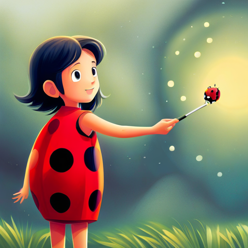 Firefly pointing at Ladybug's dots with a smile