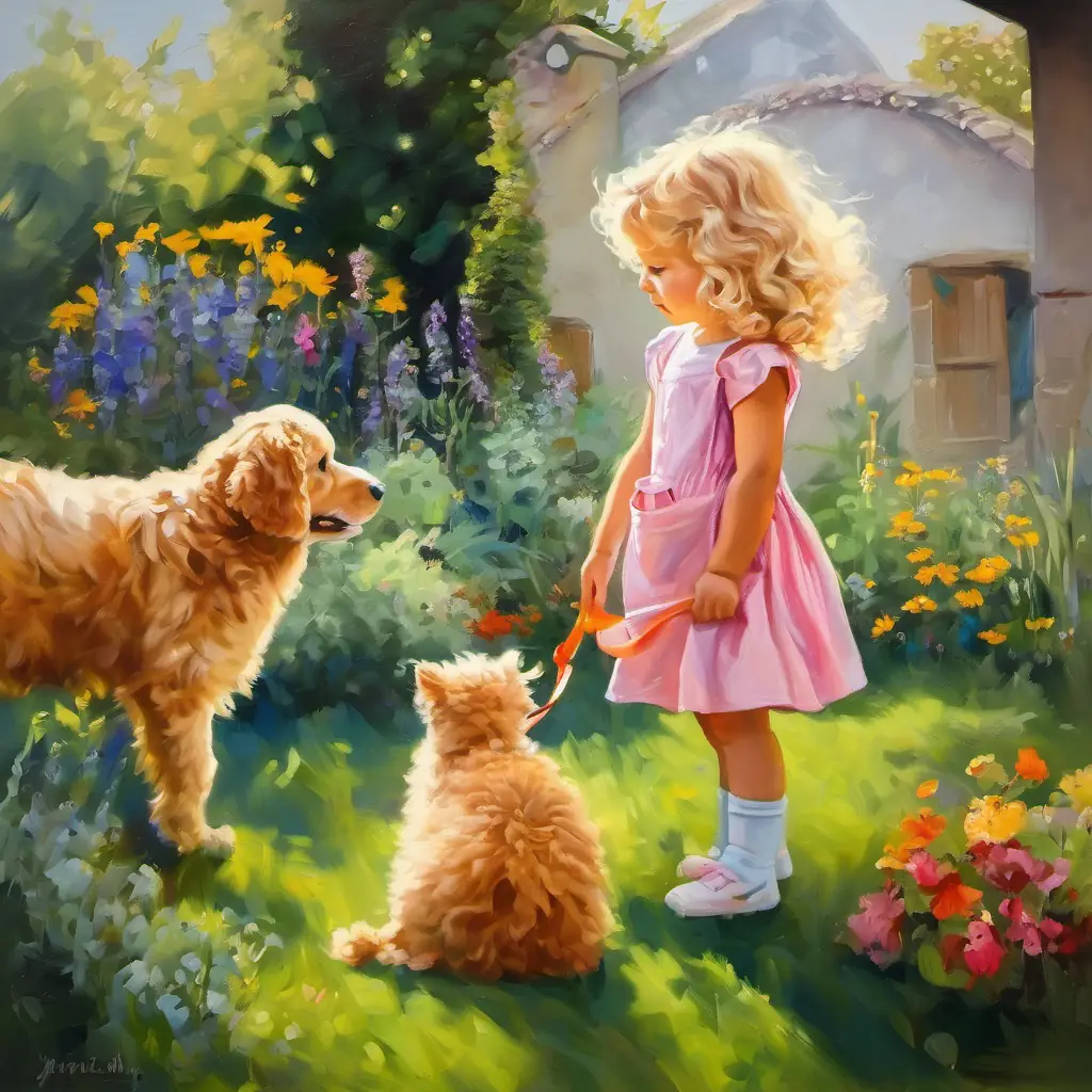 Ella starts her day talking to animals in the garden.