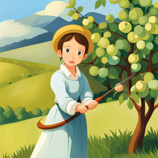 Anne planting the apple tree with a determined expression