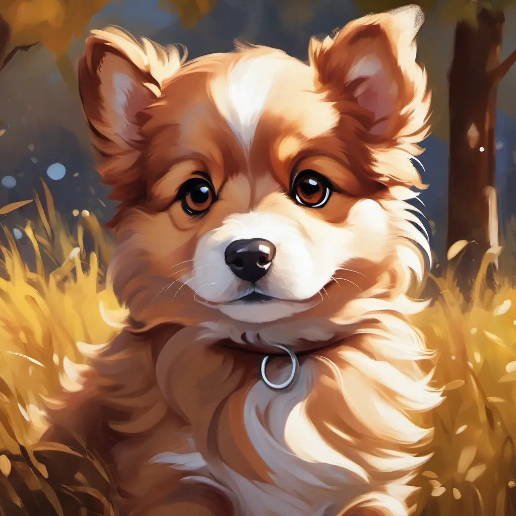 Introducing Brown fur, warm brown eyes, small and energetic, a playful puppy in the yard.