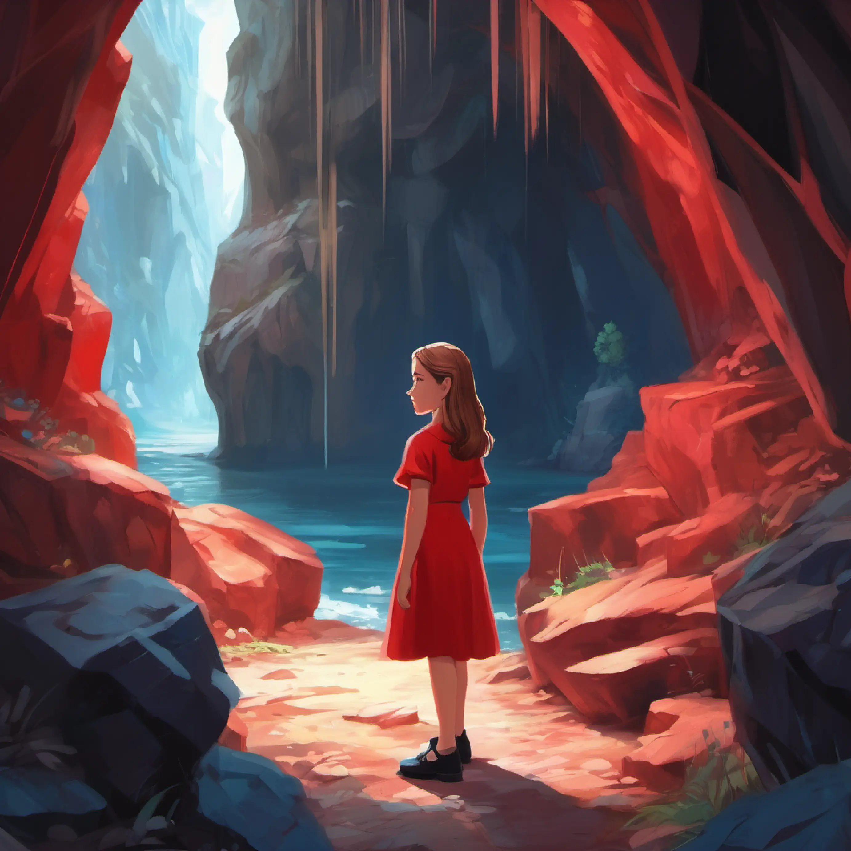 Amy in Caves of Echoing Courage, bravery test, finds crystal.