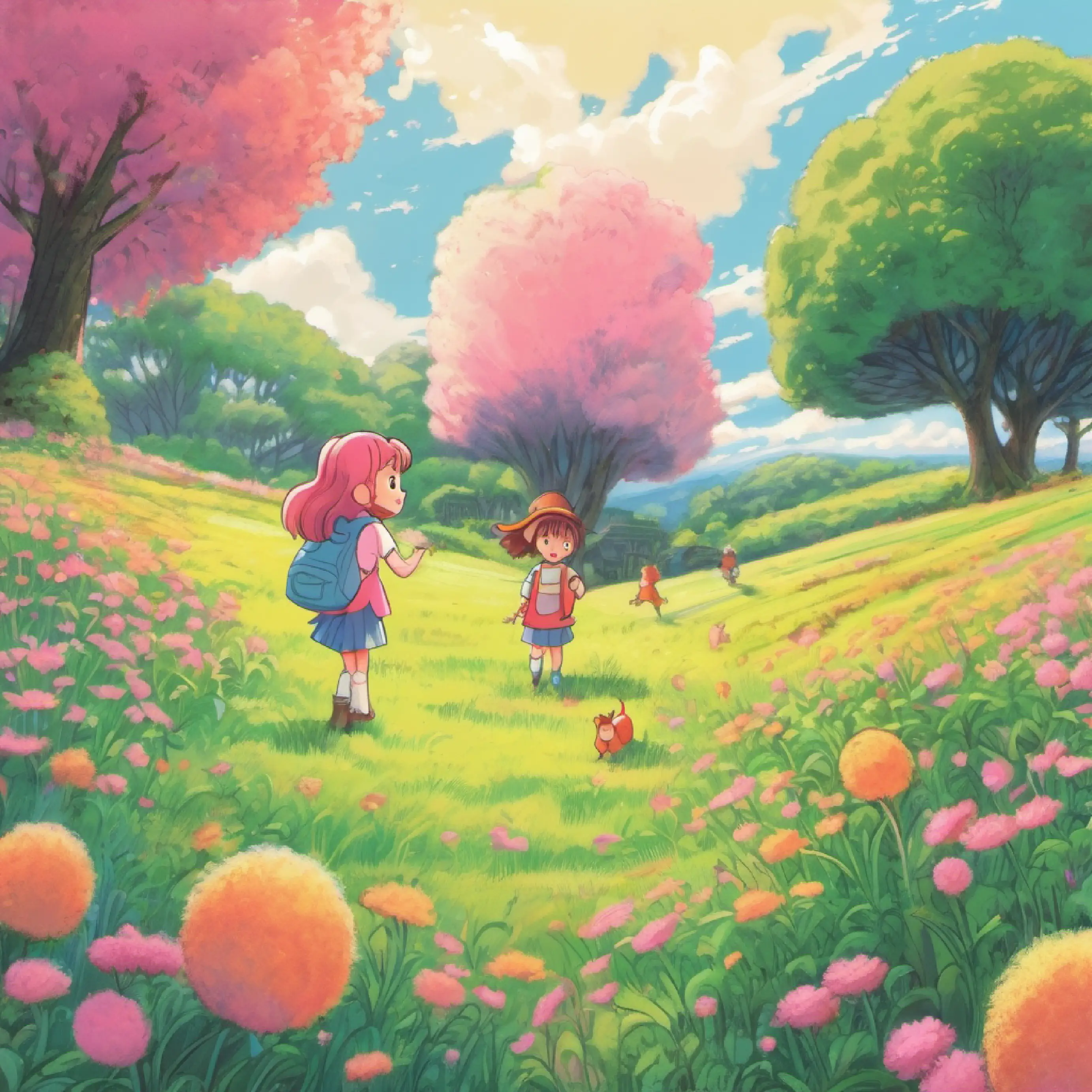 Pinky interacting with her friends in the field.