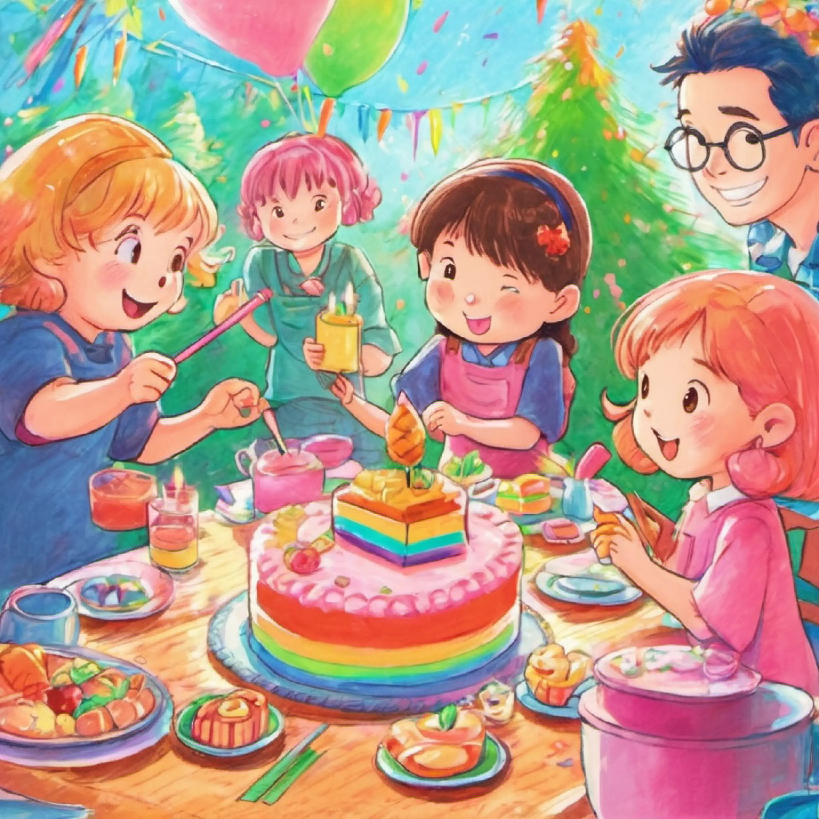 Friends celebrating Pinky's new skill.