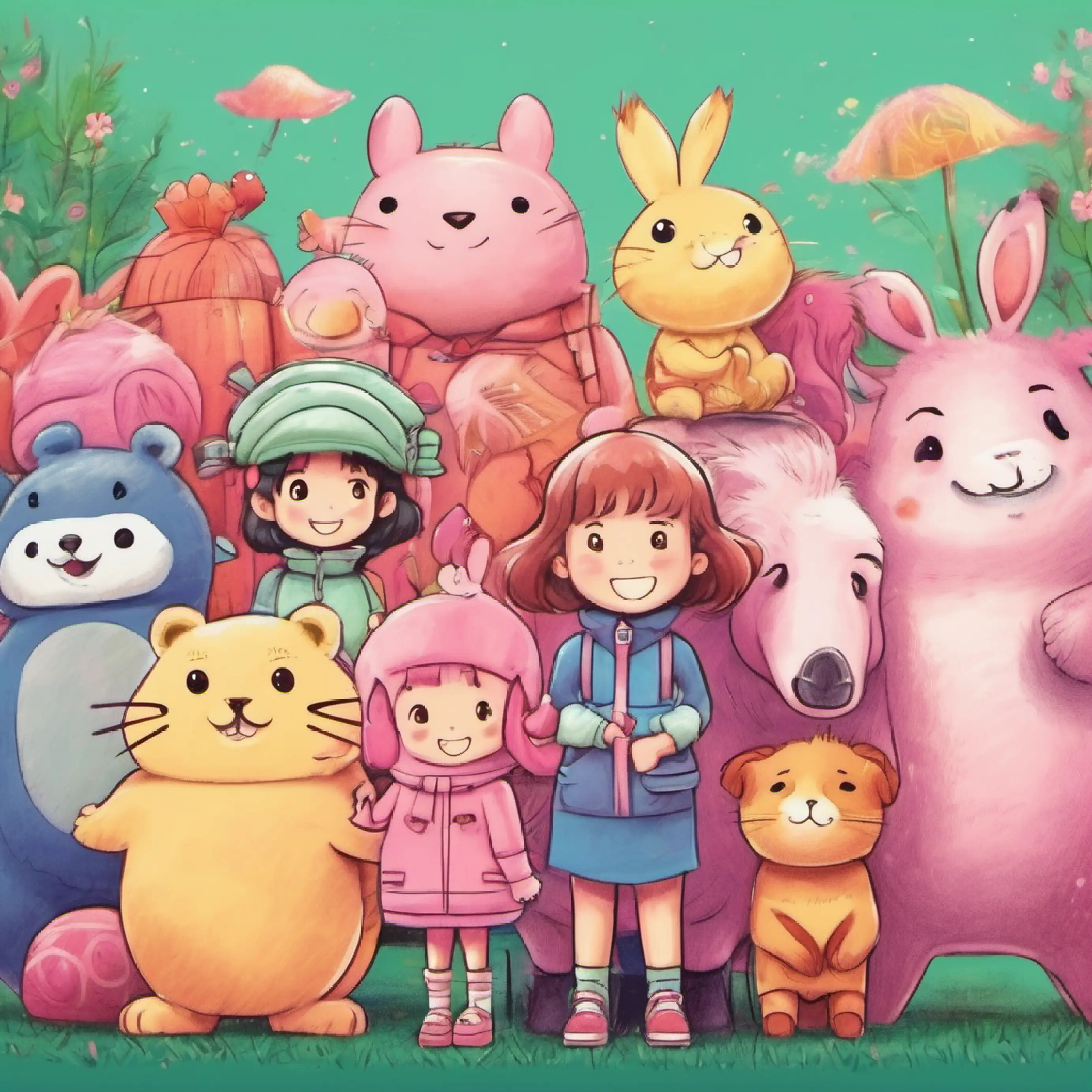 Pinky feeling proud and happy with her friends.