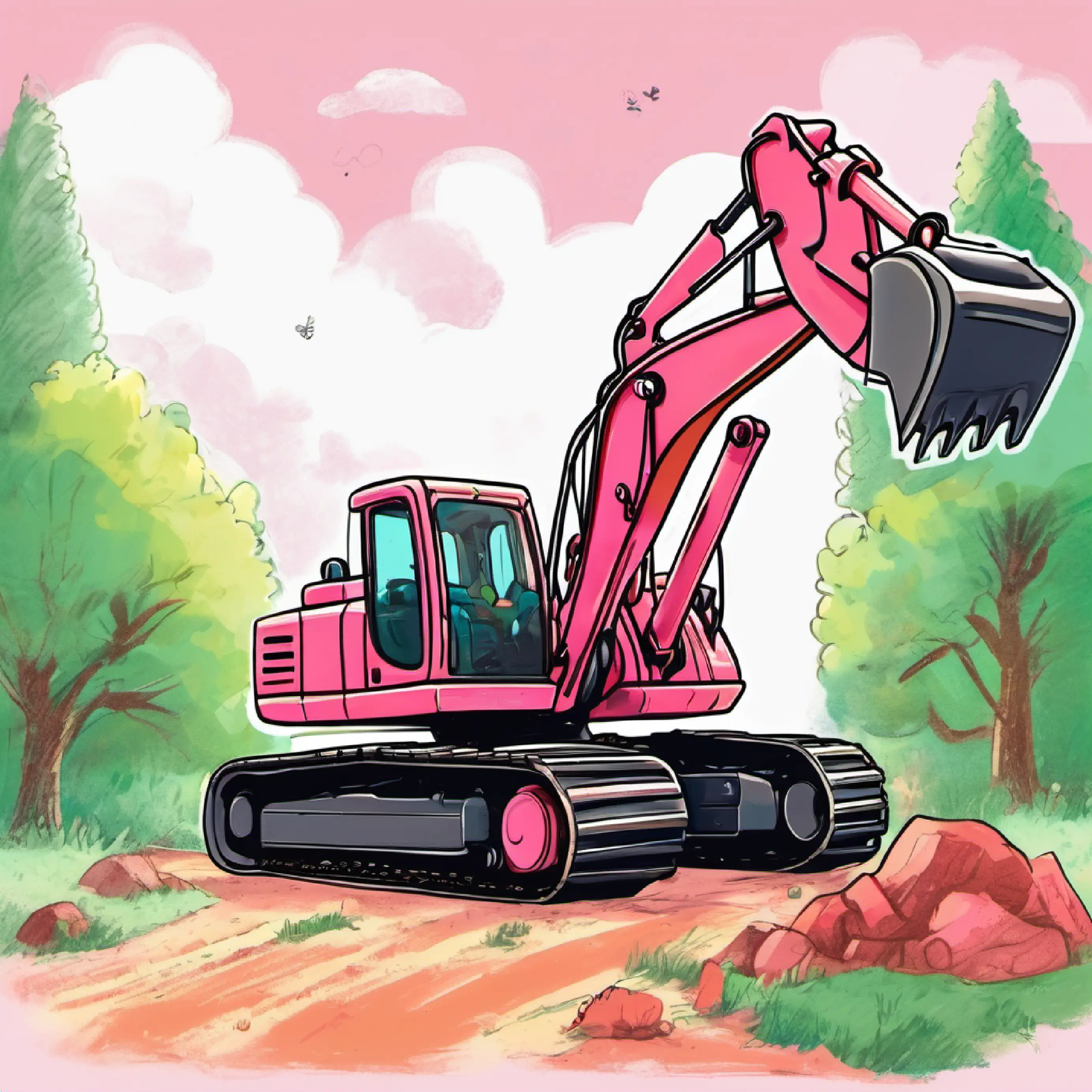Pinky playing with her excavator.
