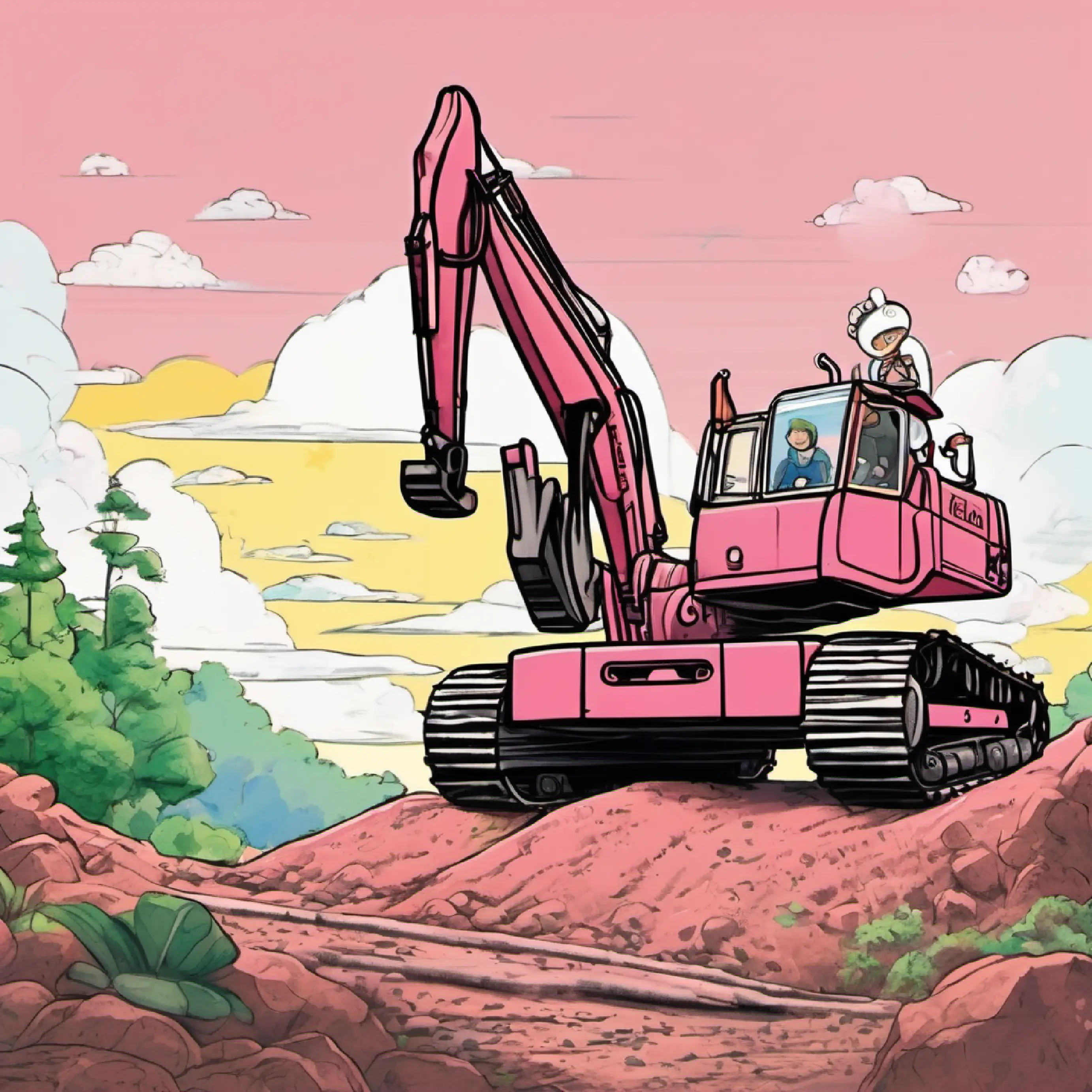 Pinky imagines standing on the excavator.