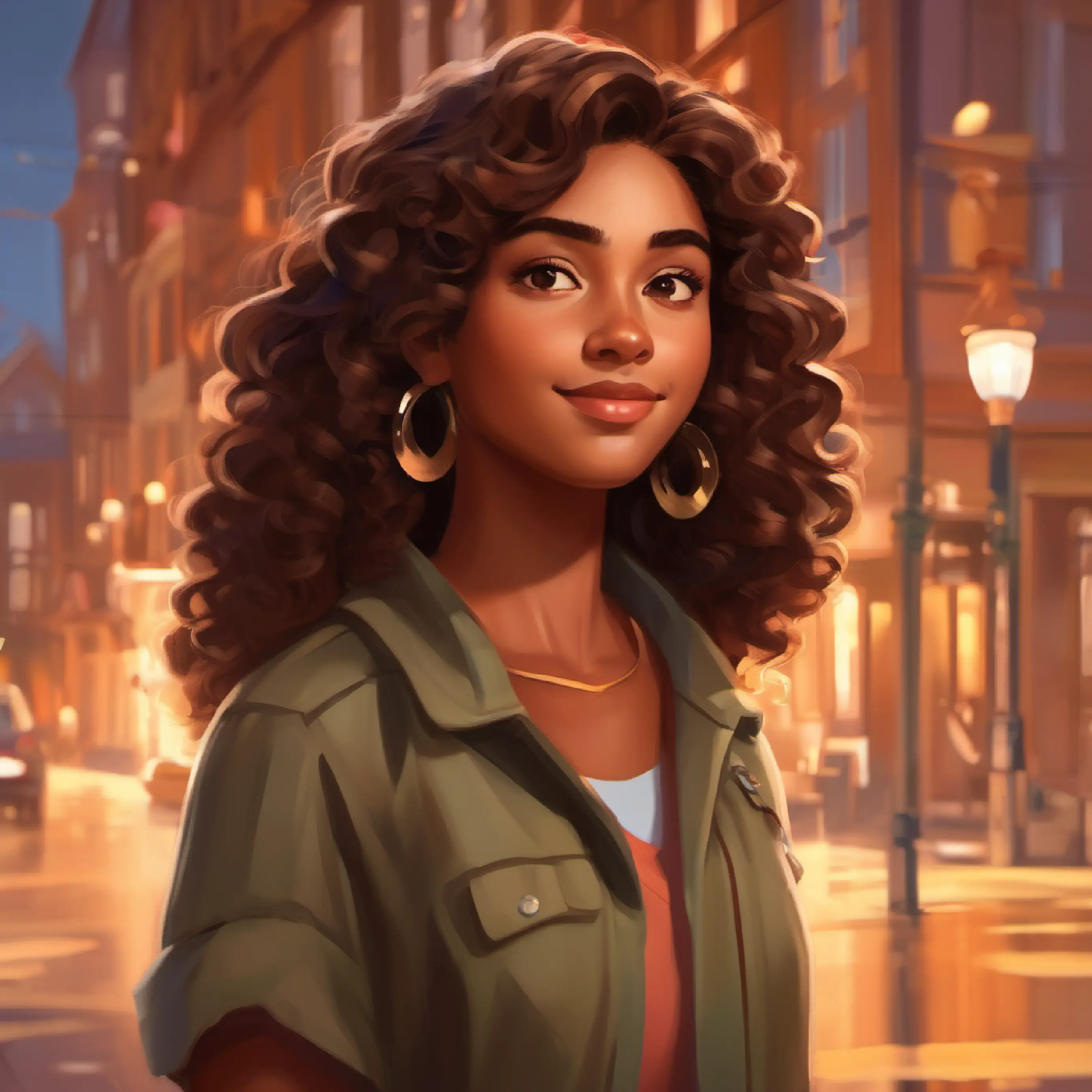 Introducing the new character Woman, 23 years, brown skin, curly brown hair.