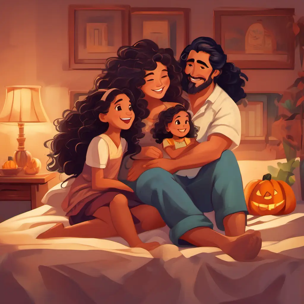 The page shows A little Samoan girl with long, curly hair and a bright smile hugging her teacher and then running towards her parents, who are waiting happily. The final image shows A little Samoan girl with long, curly hair and a bright smile lying in bed, looking content and peaceful.