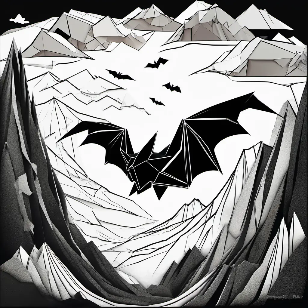 The black bat flying towards a cave in a mountainside, feeling happy and content.