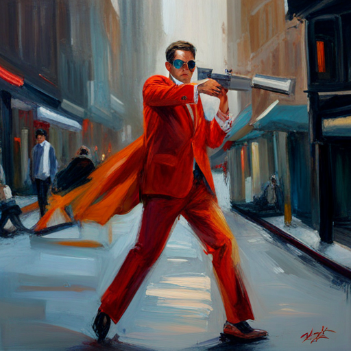orange suit, shooting fire, superhero with fire powers - orange suit, shooting fire, bad guys running