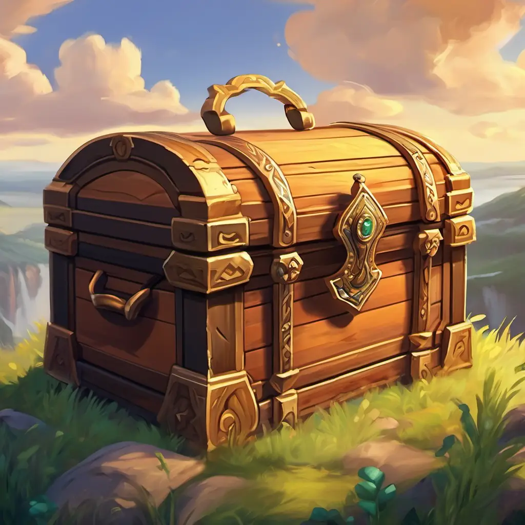 The chest contains a medallion and map, excited mood