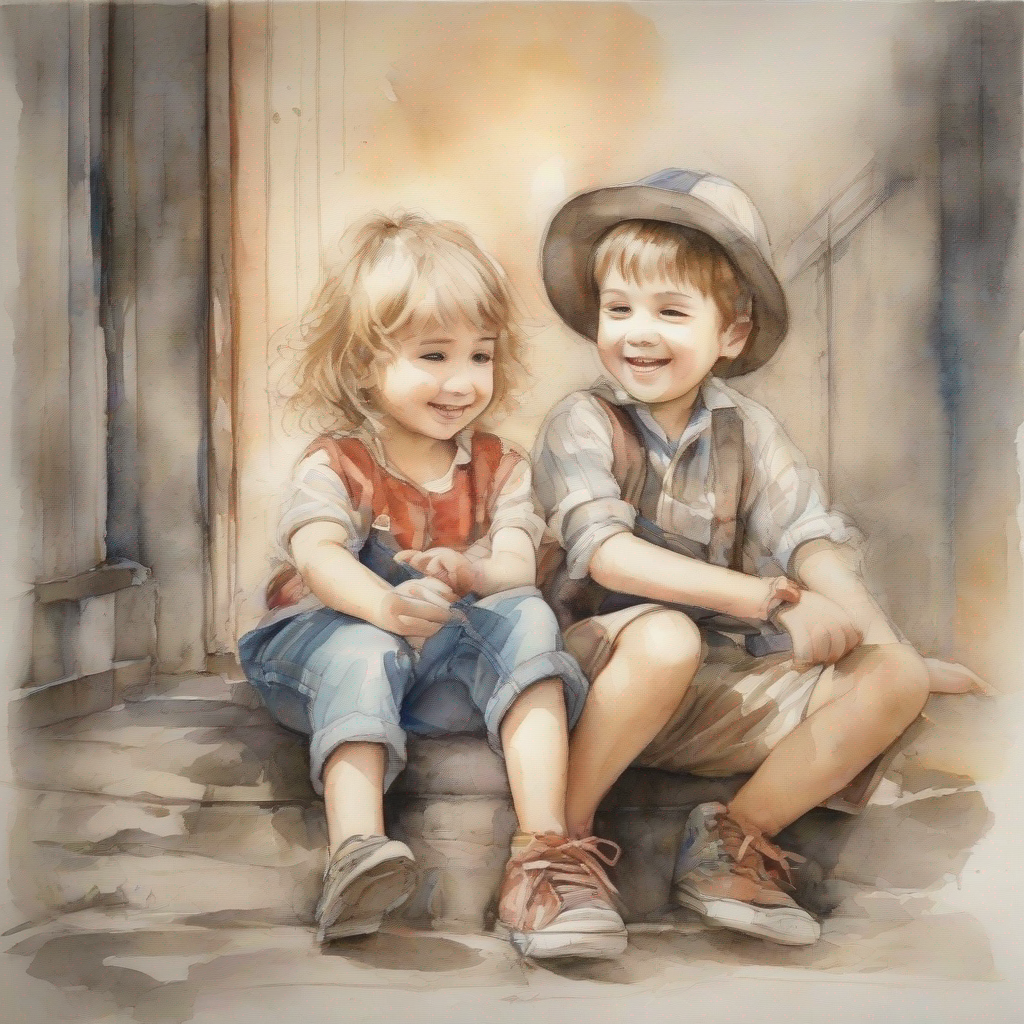 A boy and a girl playing together happily
