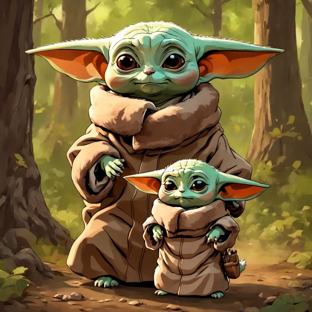 The text introduces a mischievous squirrel who tries to distract PEBabyYoda, but PEBabyYoda remains clever and continues on their adventure.