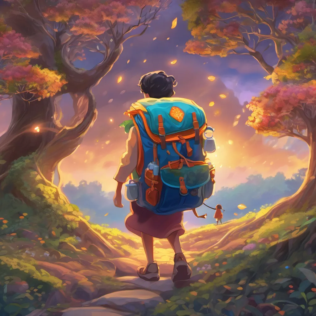 An enchanting image of a magic backpack pulsating with colorful seeds and a glow of promise, nestled at the roots of the Mother Tree.