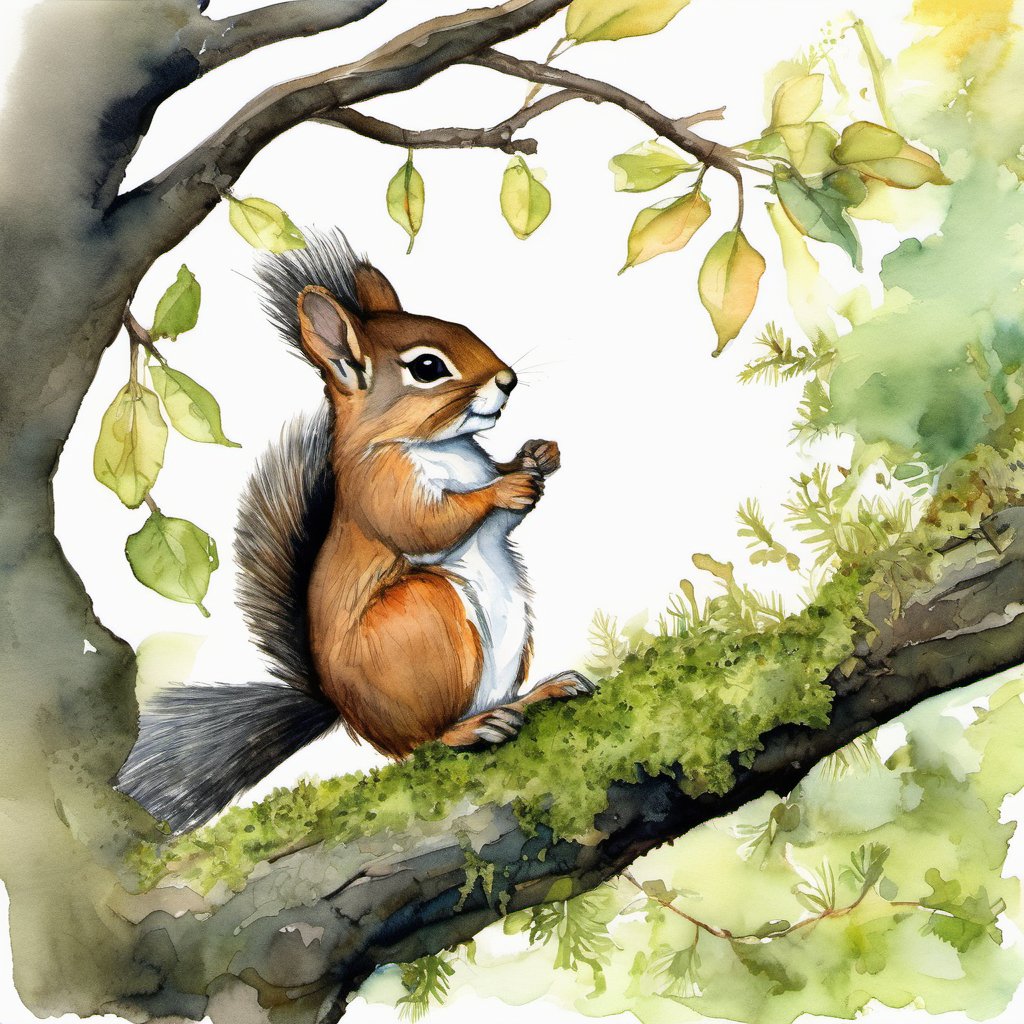 Emboldened by her curiosity, Emily decided to follow the voice that beckoned her. She stepped carefully through the moss-covered ground, listening closely for any unusual sounds. Suddenly, a cheeky squirrel named Sammy appeared, hopping from branch to branch. Sammy's eyes twinkled mischievously, and Emily couldn't help but smile. "Hello there, Emily! Are you ready for an adventure?" Sammy asked in a friendly voice.