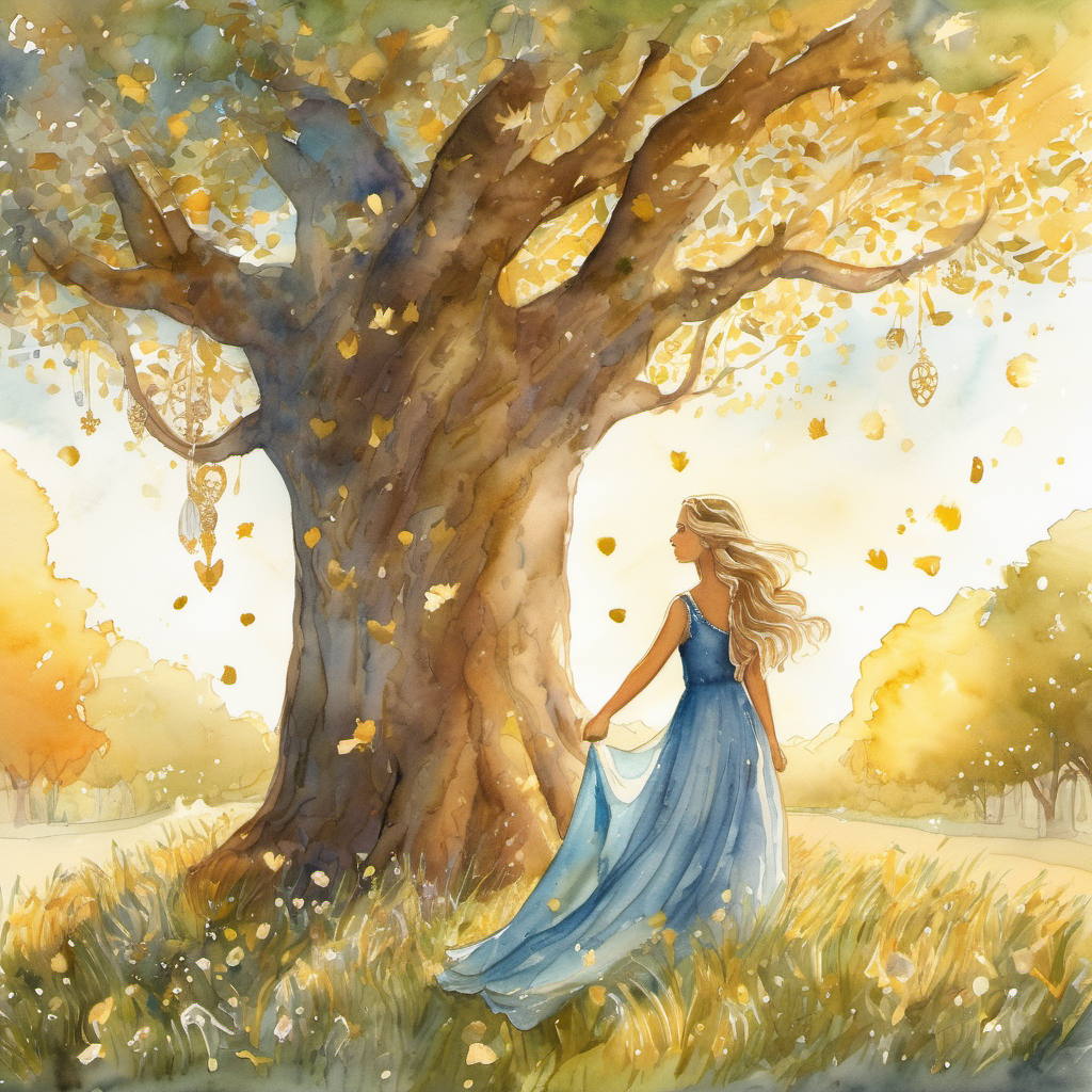 Finally, after overcoming many challenges, Emily emerged in a meadow bathed in golden sunlight. At its center stood a magnificent tree, laden with shimmering jewels, sparkling crystals, and golden coins. The long-lost treasure had been found. As she reached out to touch the treasure, Emily couldn't help but feel a sense of pride and accomplishment. She realized that confidence had been her companion throughout the entire journey. It had helped her believe in herself, make friends, and accomplish incredible feats.