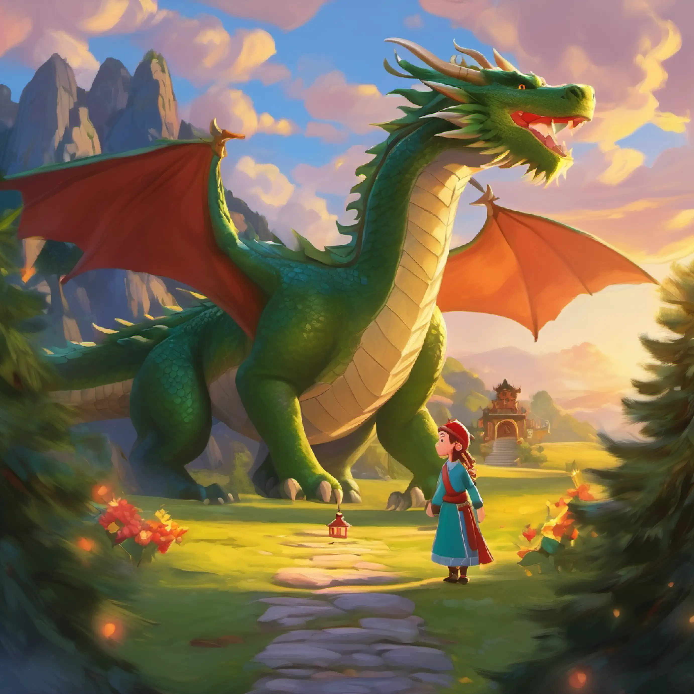 Introduction to the setting, introducing the brave princess and the wild dragon.