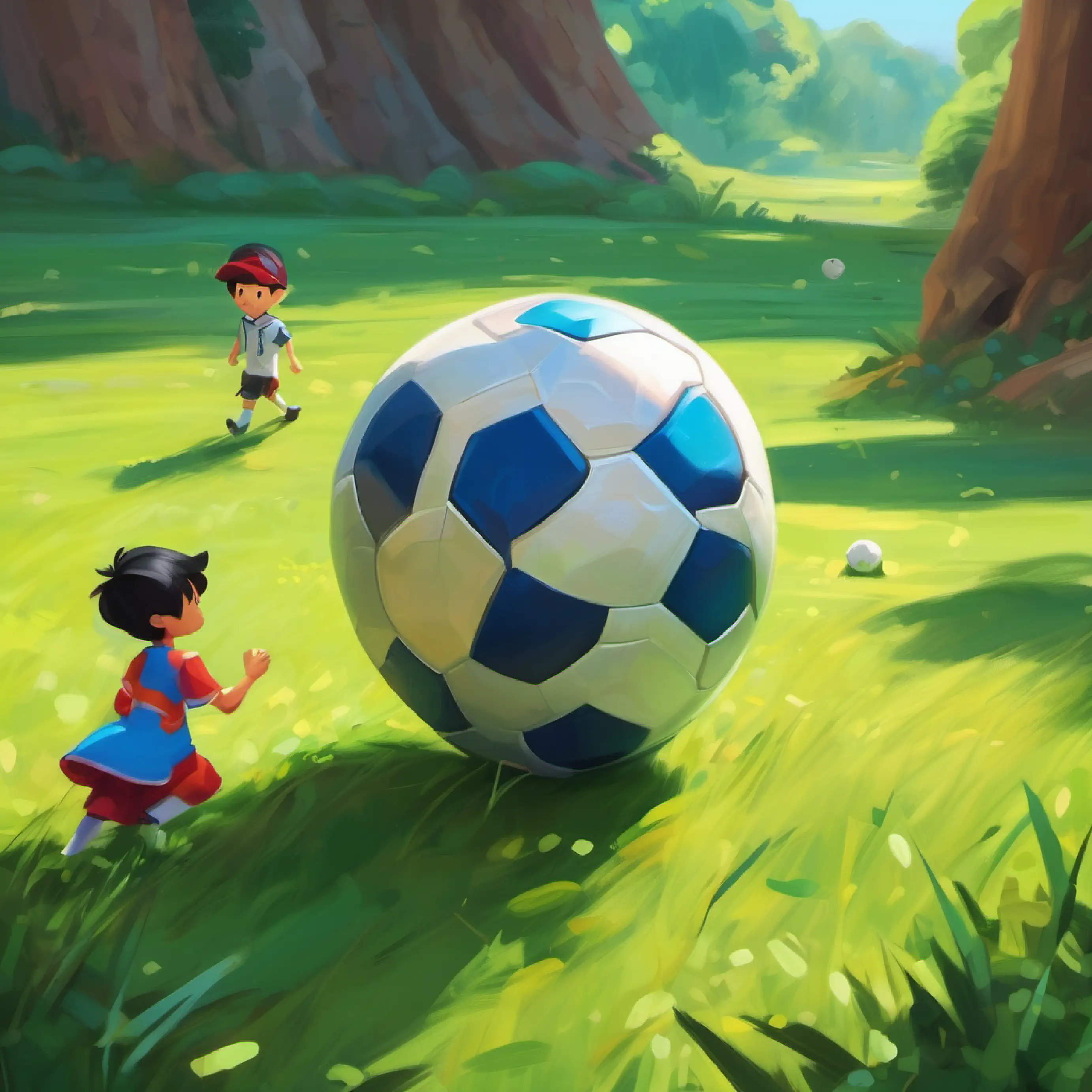 Ming meets talking soccer ball, curious and ready for adventure.