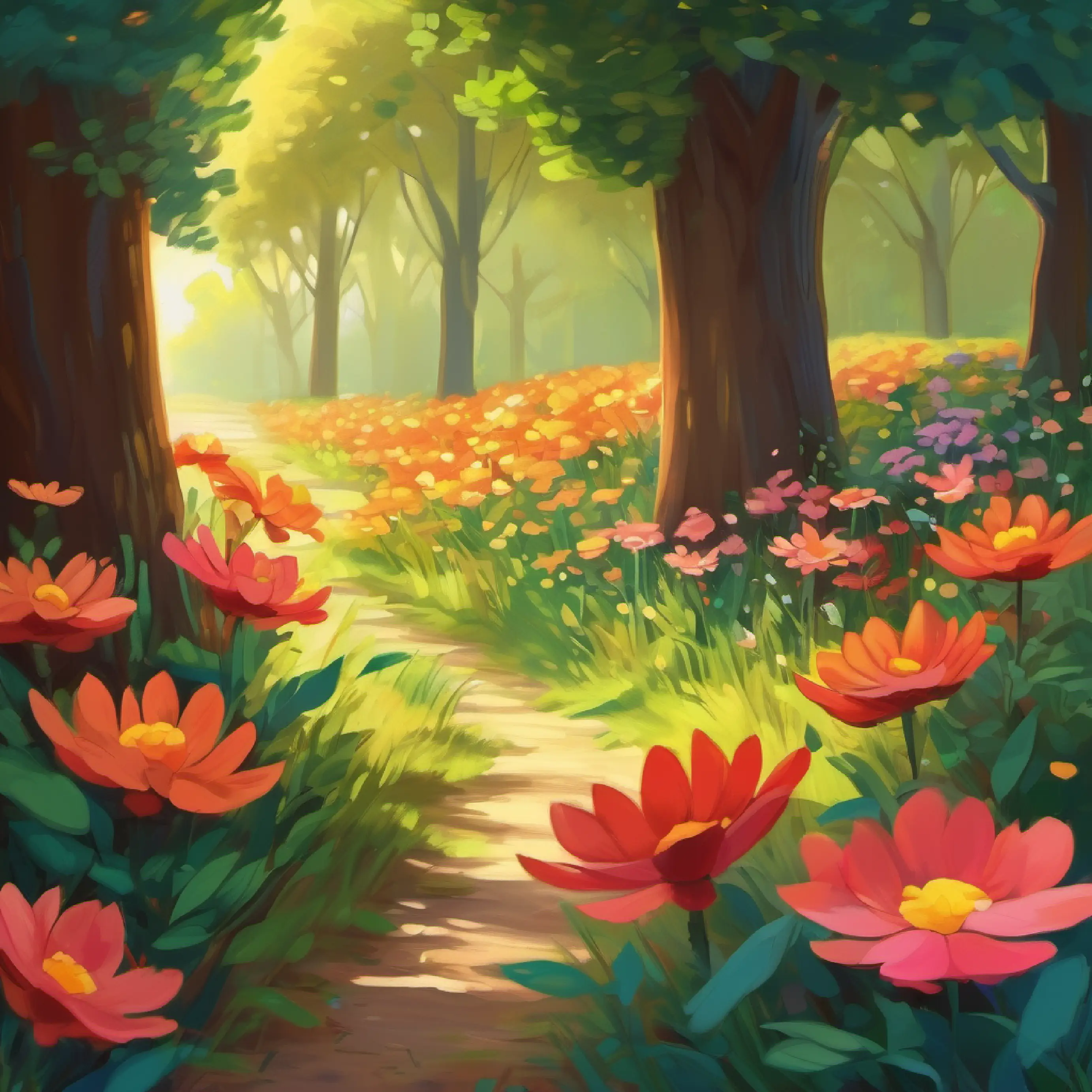 Flowers dancing, trees clapping, starting hide and seek.