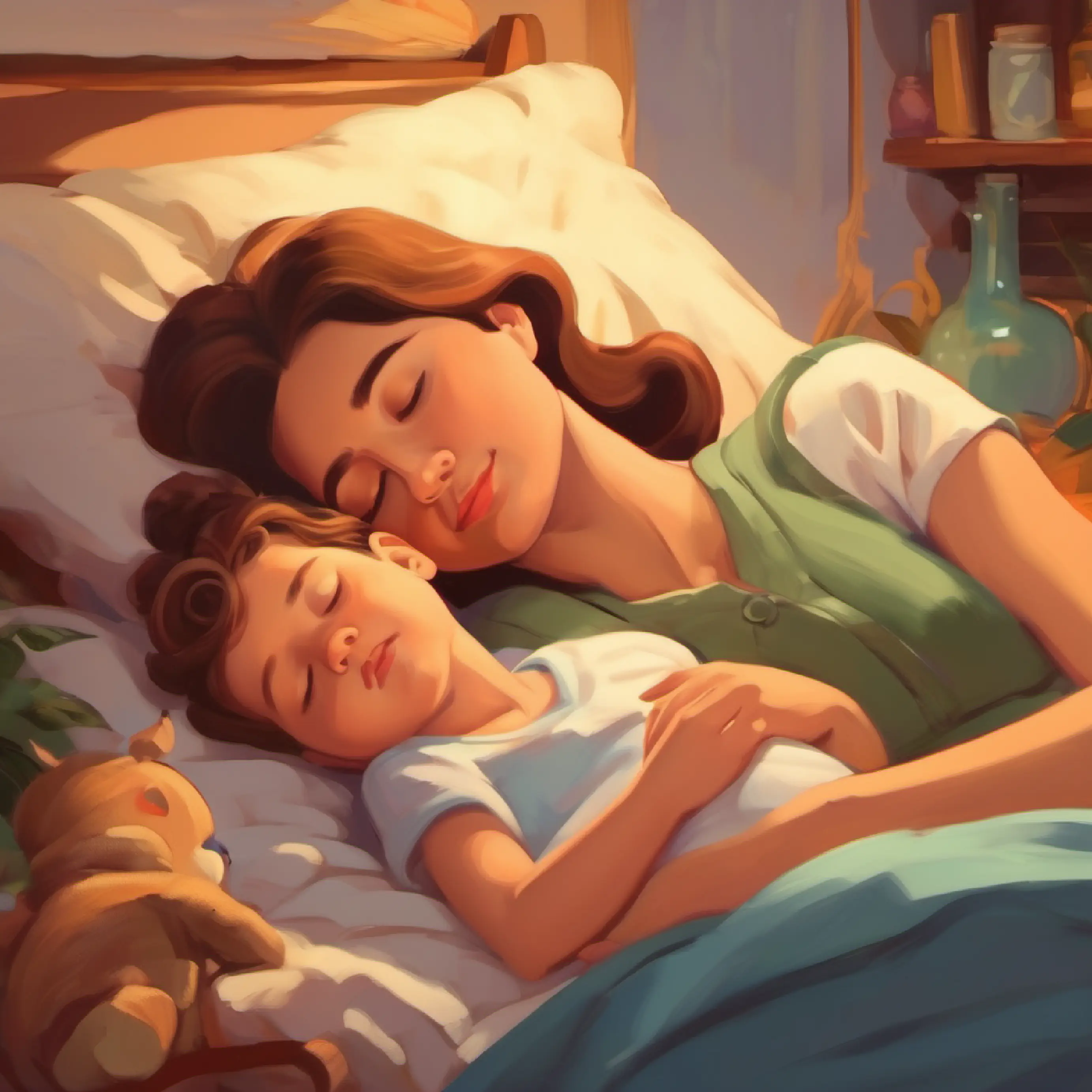Mama admires sleeping kids