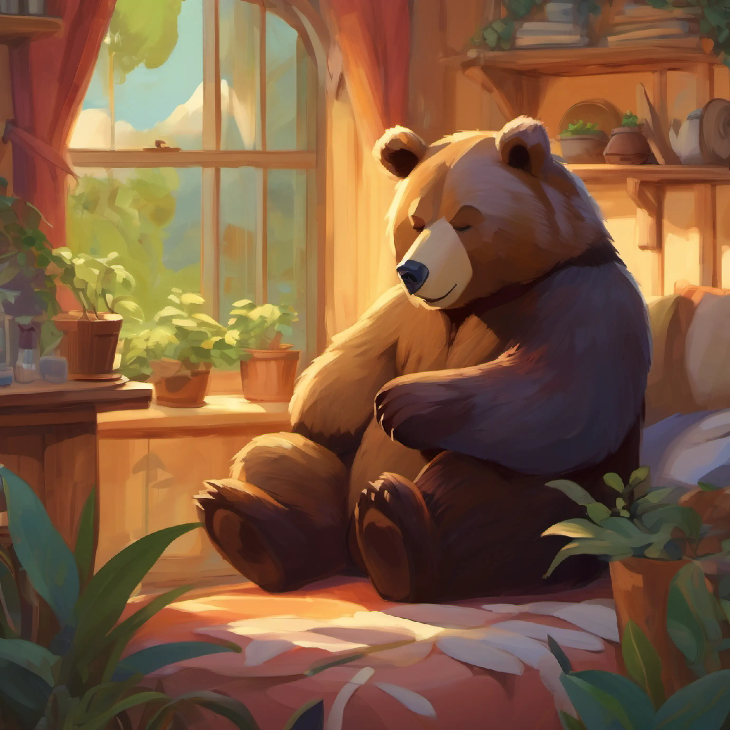 Lena is sleepy, has a bear