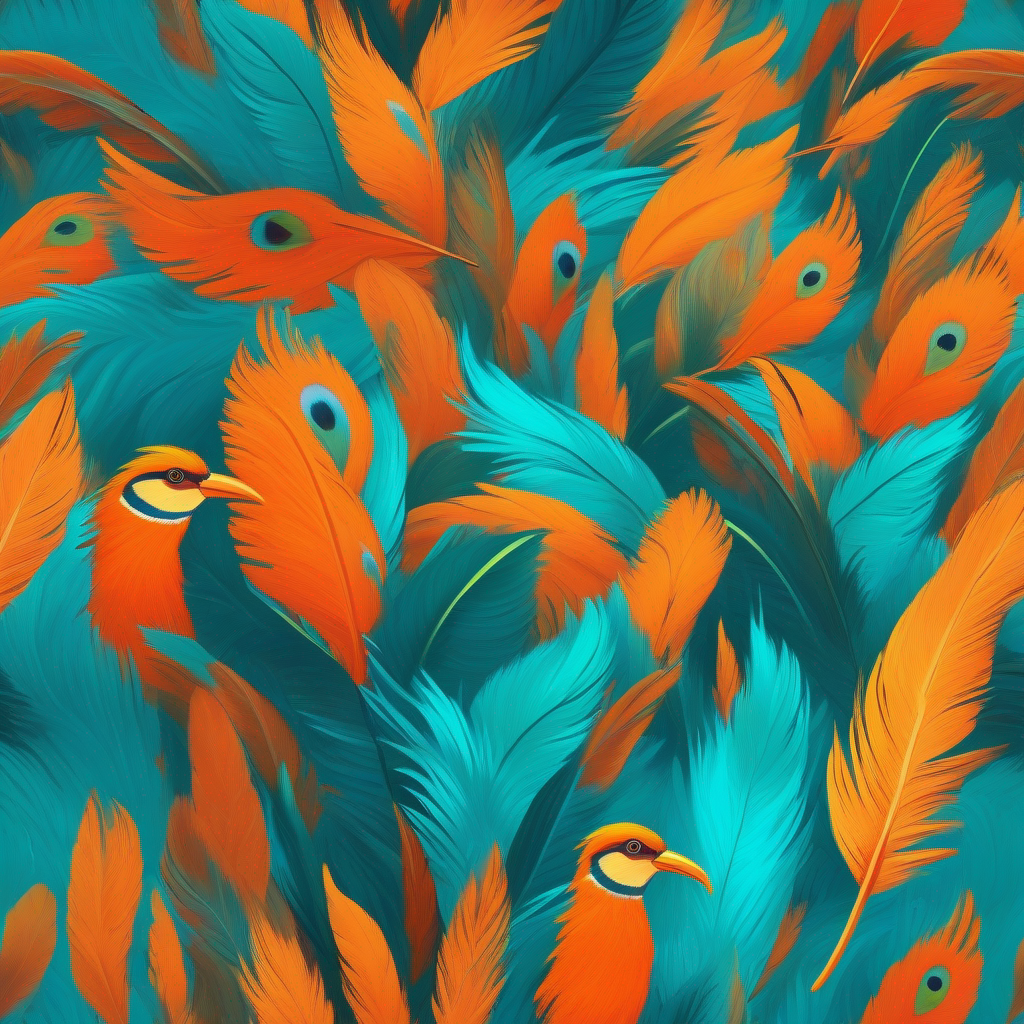 Vibrant orange feathers and a bright teal bill and his friends joyfully embracing their unique talents