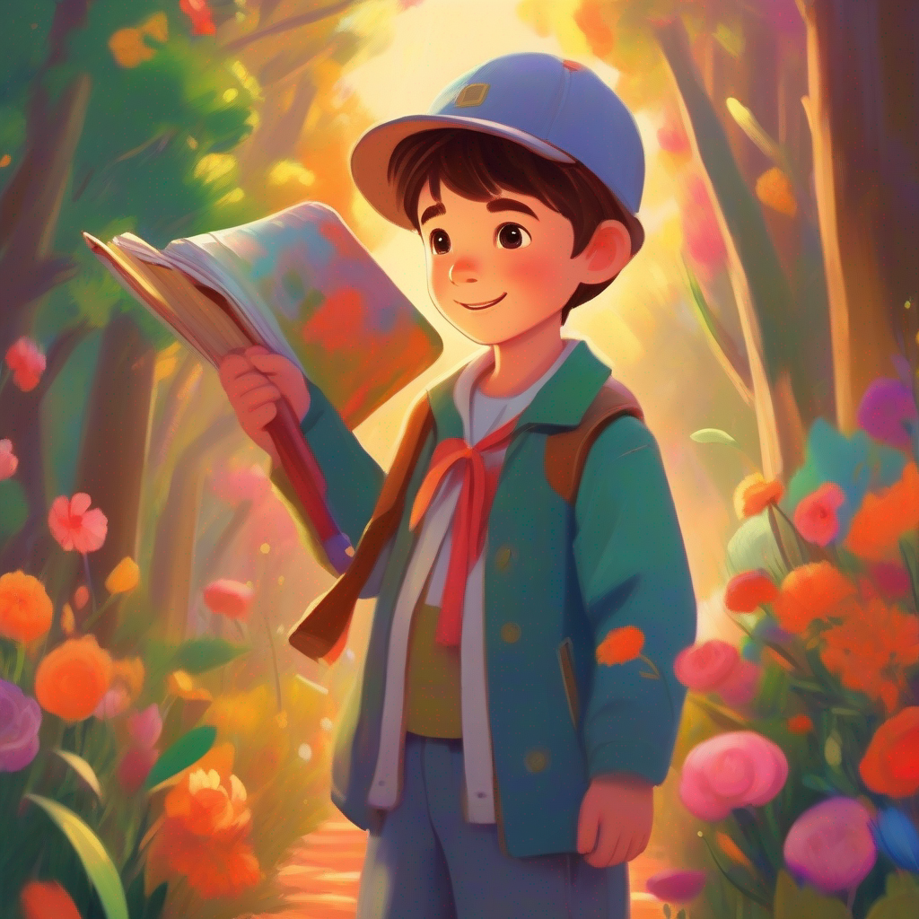 The paintbrush loses its magic, but A little girl who loves to paint. Wears colorful clothes. and A friendly boy who tells stories. Carries a notebook.'s friendship remains.