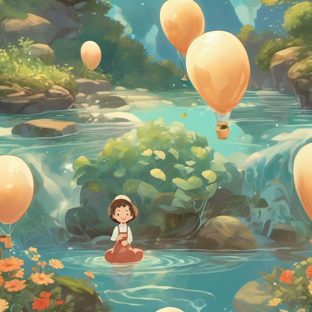 Teacher grinning as water boils, A graceful and flowing water character with human-like features, filling different shapes turning into A playful and airy gas character with human-like features, floating like a balloon, showing the vapor rising and filling the air.