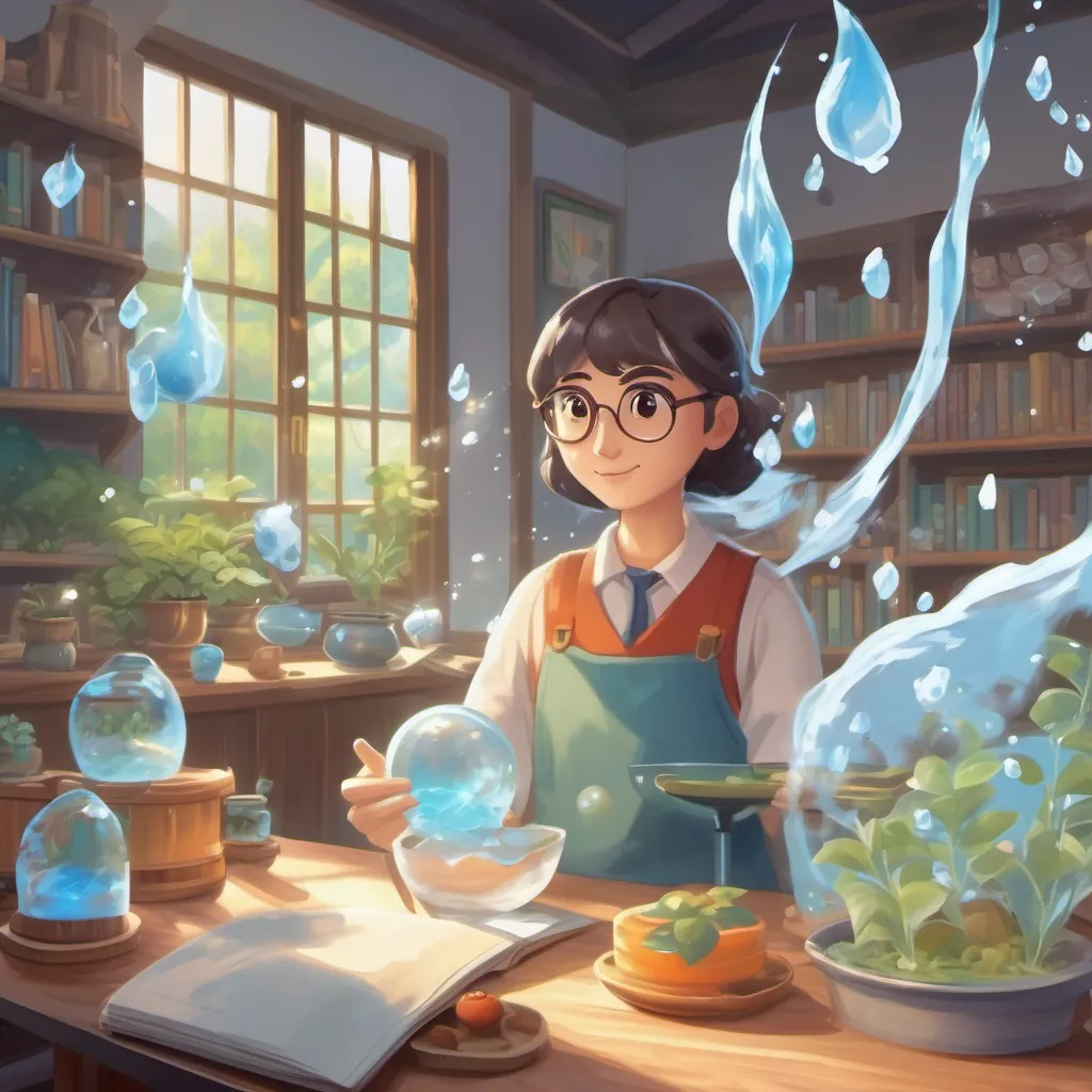 Teacher repeating the magic of matter transformations, with illustrations of ice changing to water and water to steam.