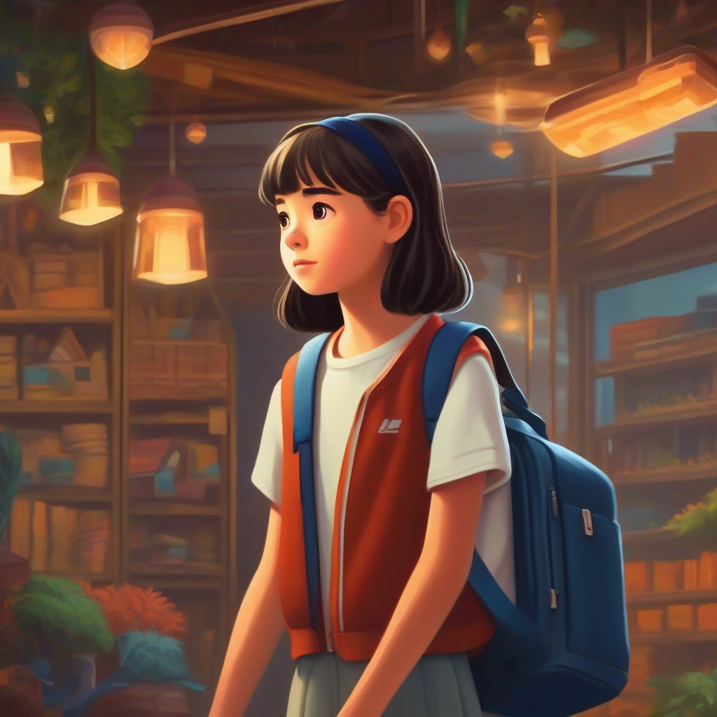 Curious 14-year-old girl with determination and dreams, wearing casual clothes realizes the importance of responsibility in shaping her future.