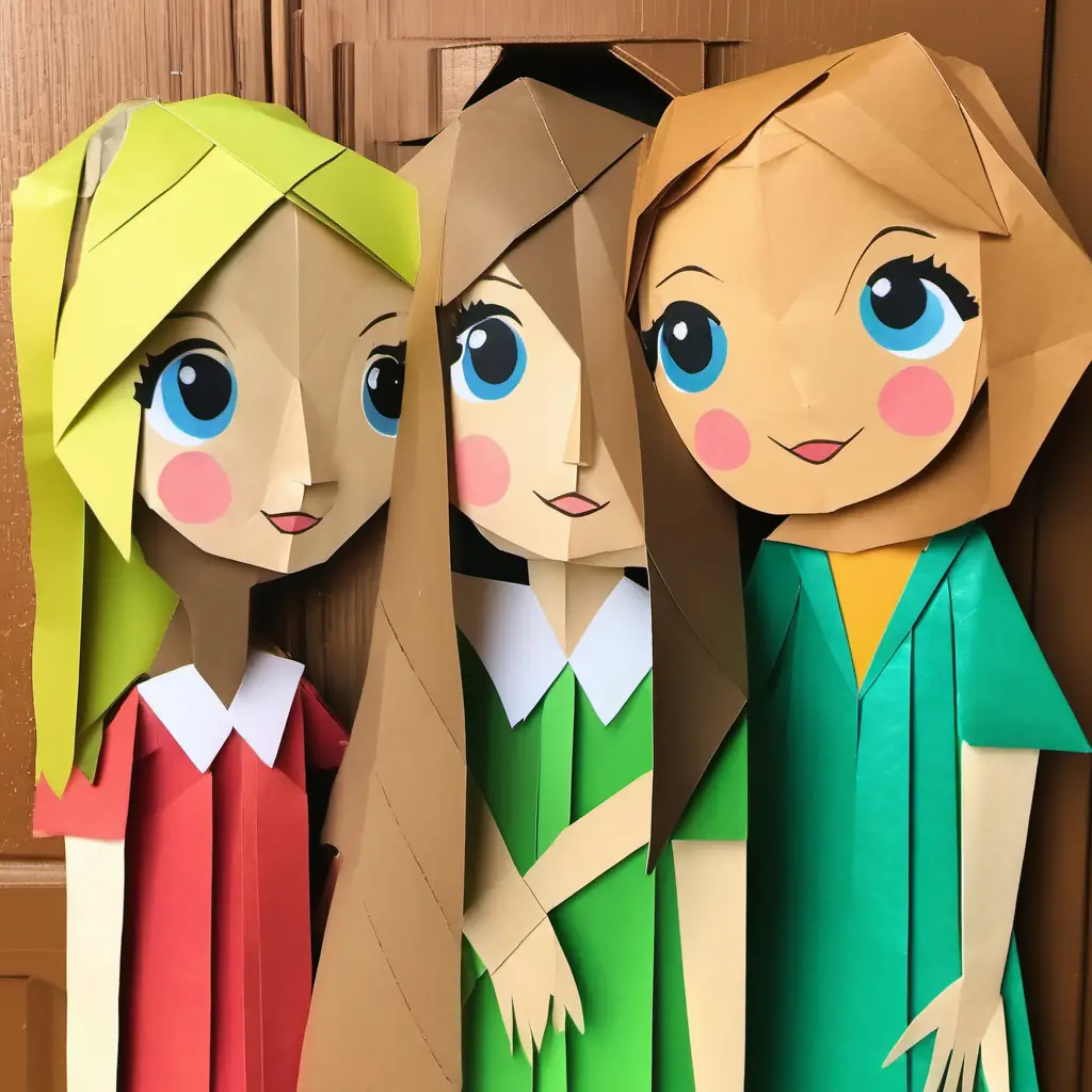 Image: Kia is a girl with brown hair and blue eyes at Emma is a girl with blonde hair and green eyes's front door, with a surprised Emma is a girl with blonde hair and green eyes's mom has long black hair and brown eyes opening the door